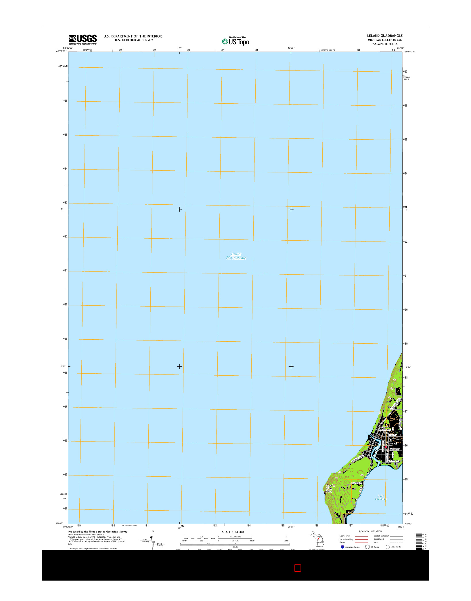 USGS US TOPO 7.5-MINUTE MAP FOR LELAND, MI 2017