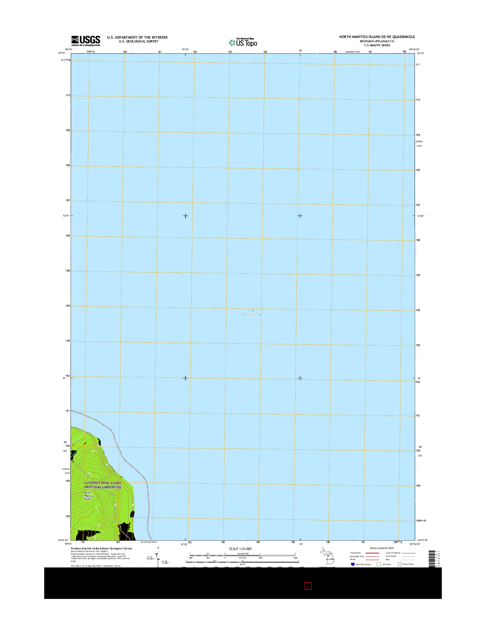 USGS US TOPO 7.5-MINUTE MAP FOR NORTH MANITOU ISLAND OE NE, MI 2017