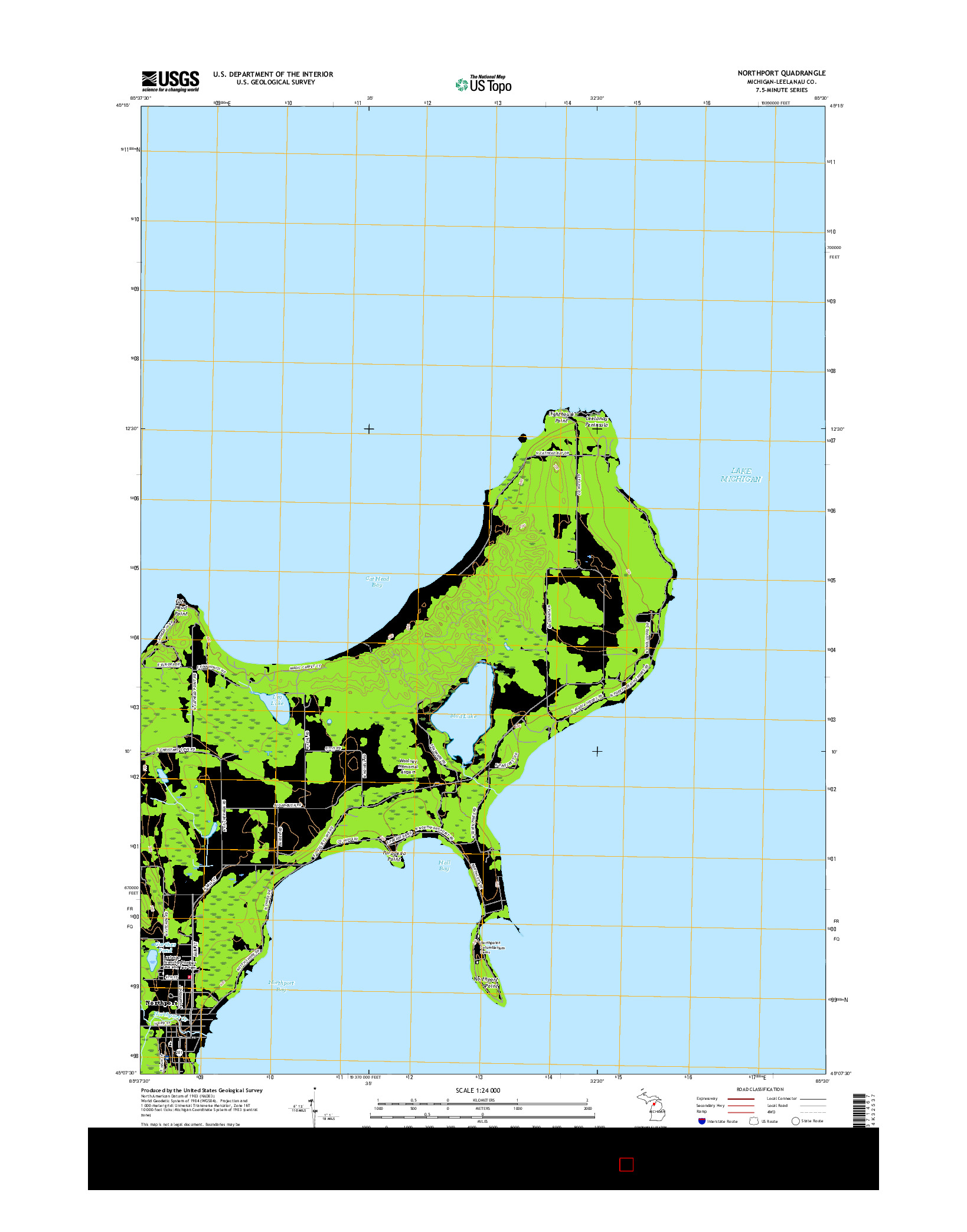 USGS US TOPO 7.5-MINUTE MAP FOR NORTHPORT, MI 2017