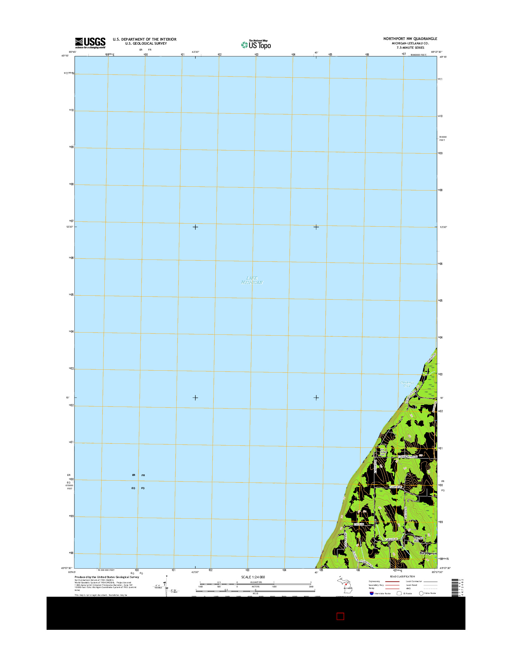 USGS US TOPO 7.5-MINUTE MAP FOR NORTHPORT NW, MI 2017