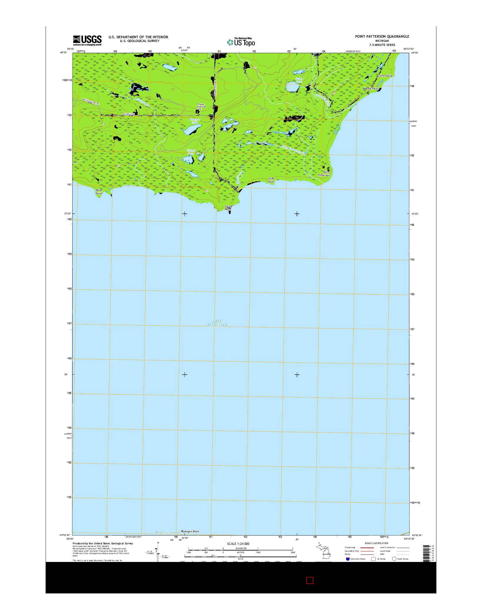 USGS US TOPO 7.5-MINUTE MAP FOR POINT PATTERSON, MI 2017