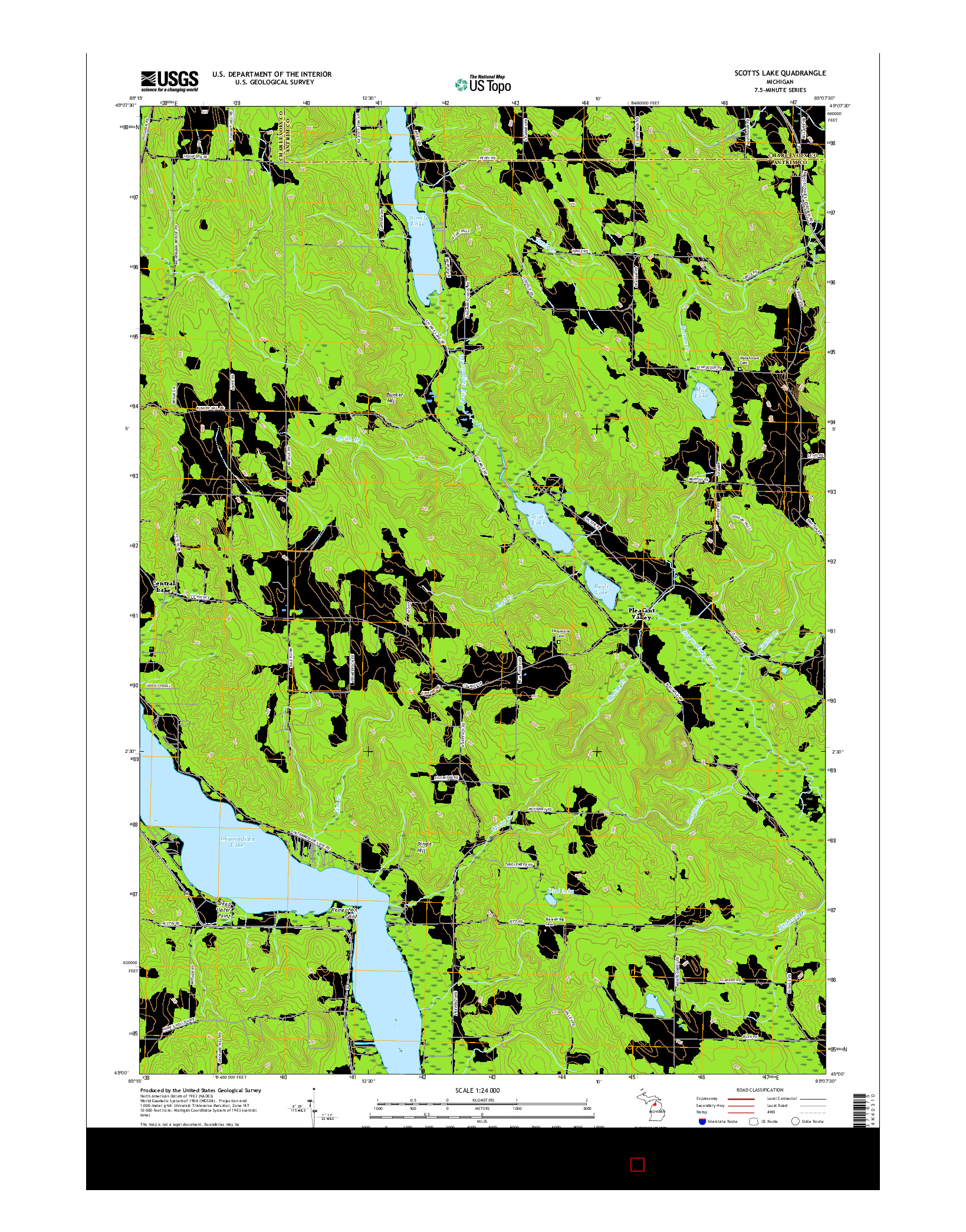 USGS US TOPO 7.5-MINUTE MAP FOR SCOTTS LAKE, MI 2017