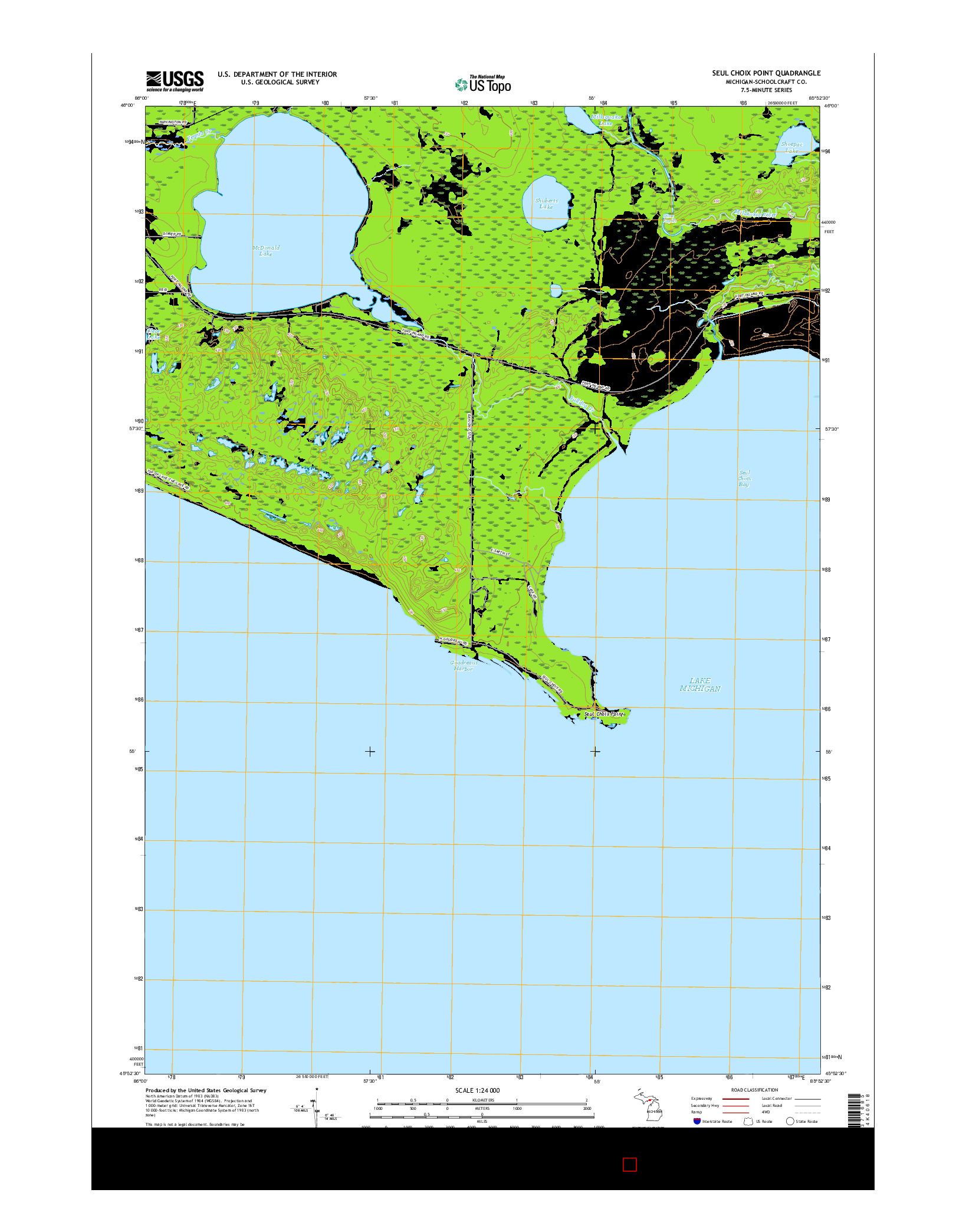 USGS US TOPO 7.5-MINUTE MAP FOR SEUL CHOIX POINT, MI 2017