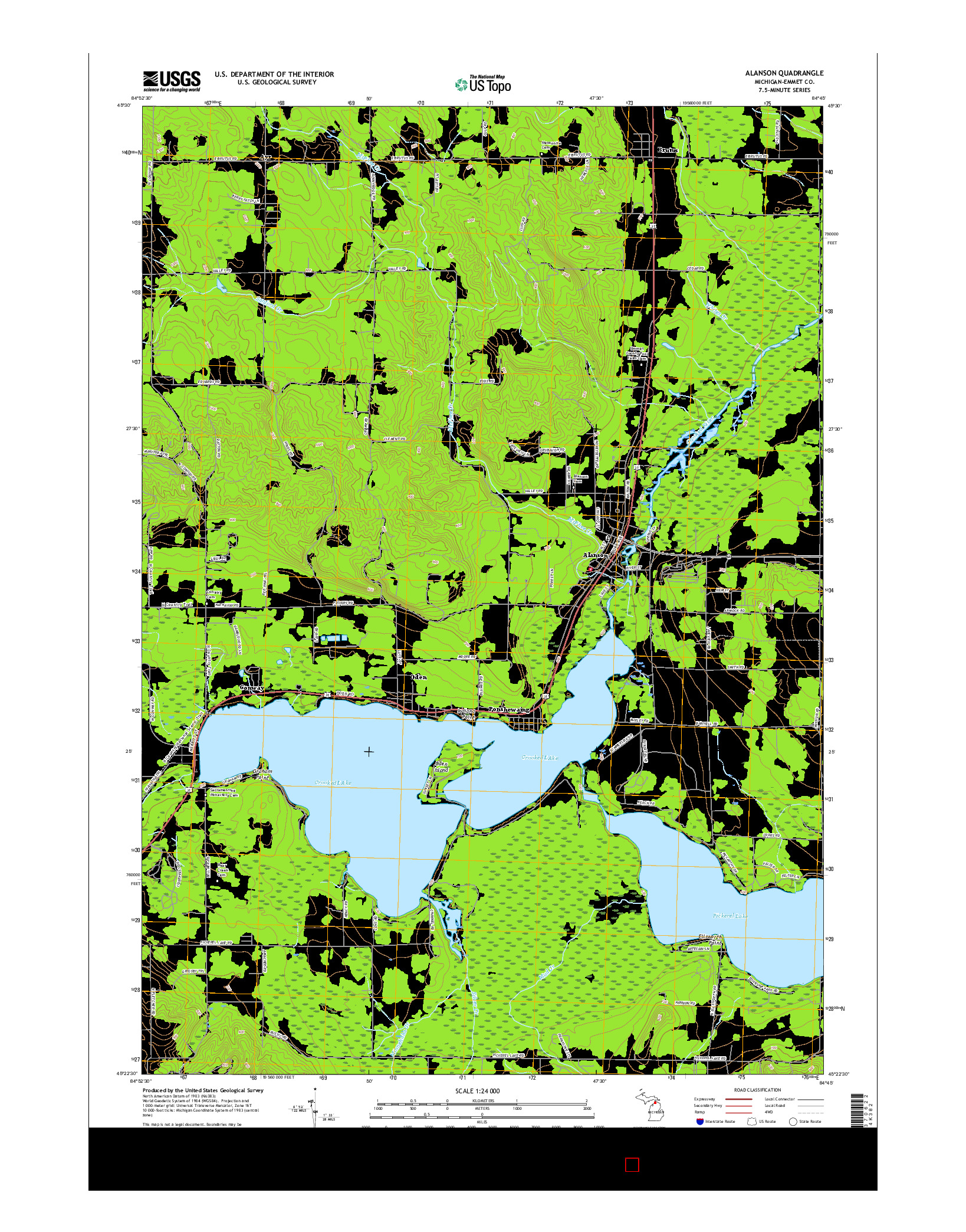 USGS US TOPO 7.5-MINUTE MAP FOR ALANSON, MI 2017