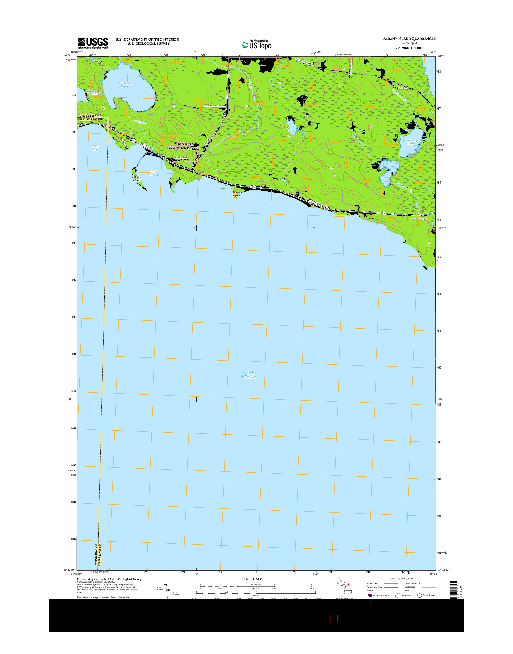 USGS US TOPO 7.5-MINUTE MAP FOR ALBANY ISLAND, MI 2017