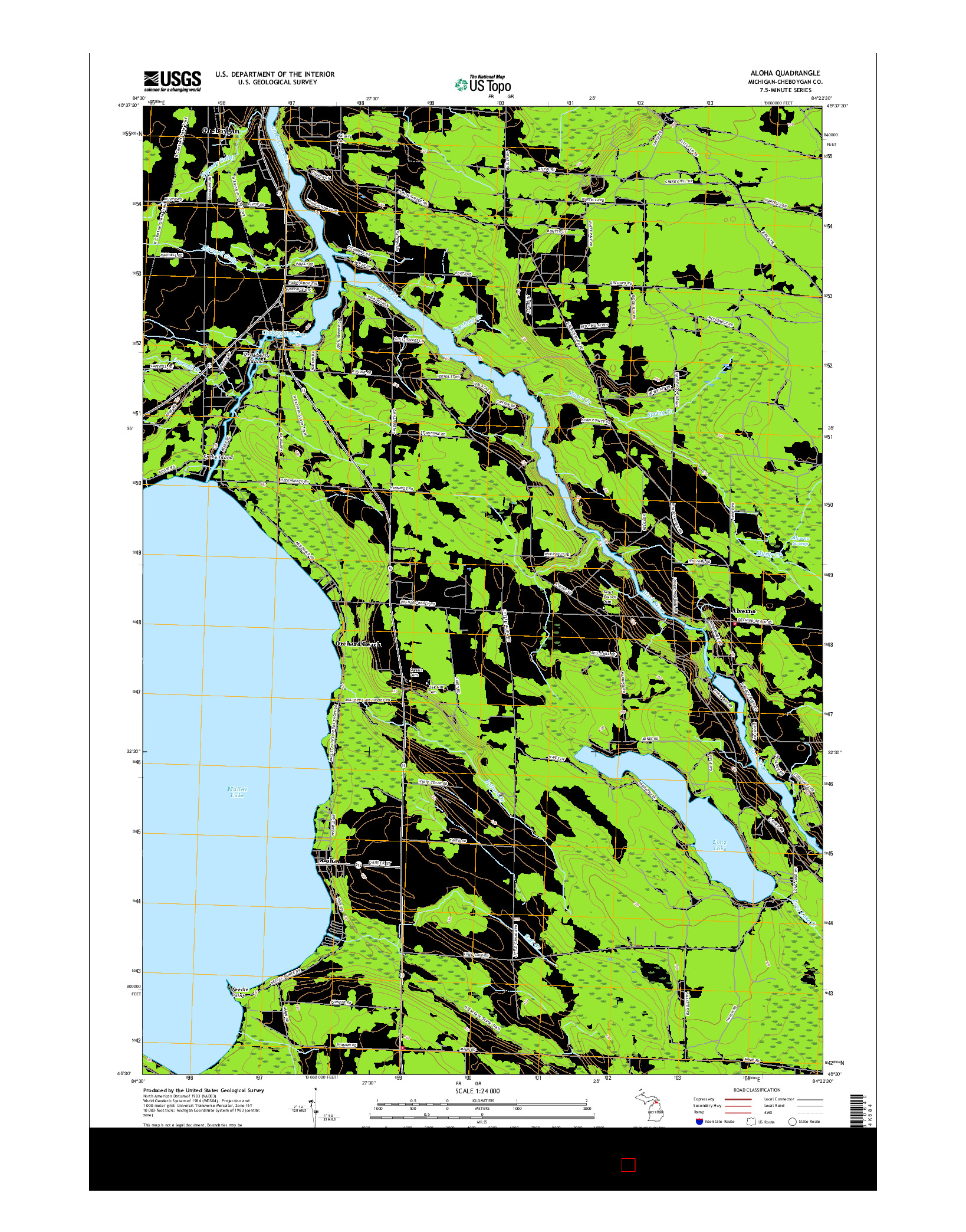USGS US TOPO 7.5-MINUTE MAP FOR ALOHA, MI 2017