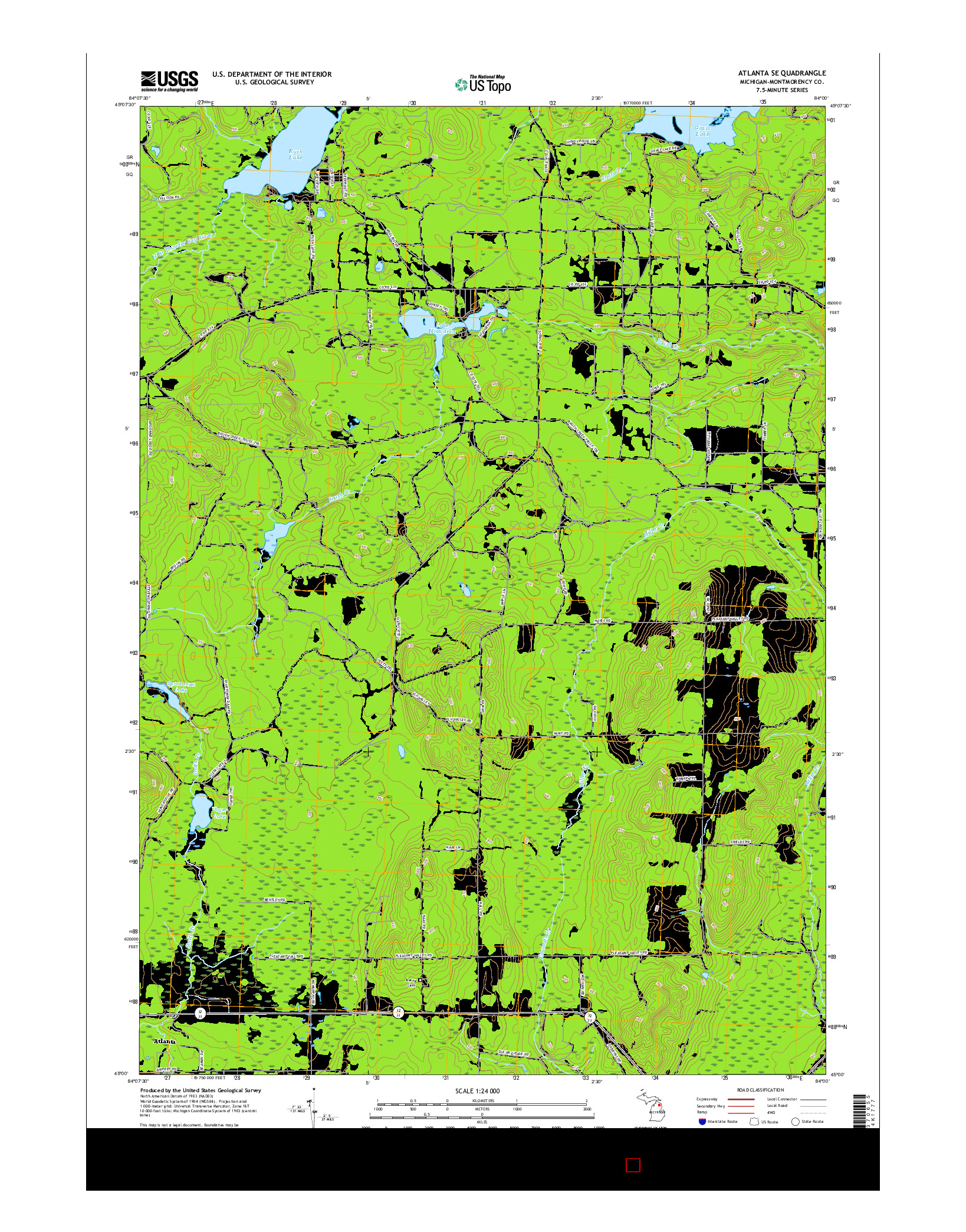 USGS US TOPO 7.5-MINUTE MAP FOR ATLANTA SE, MI 2017