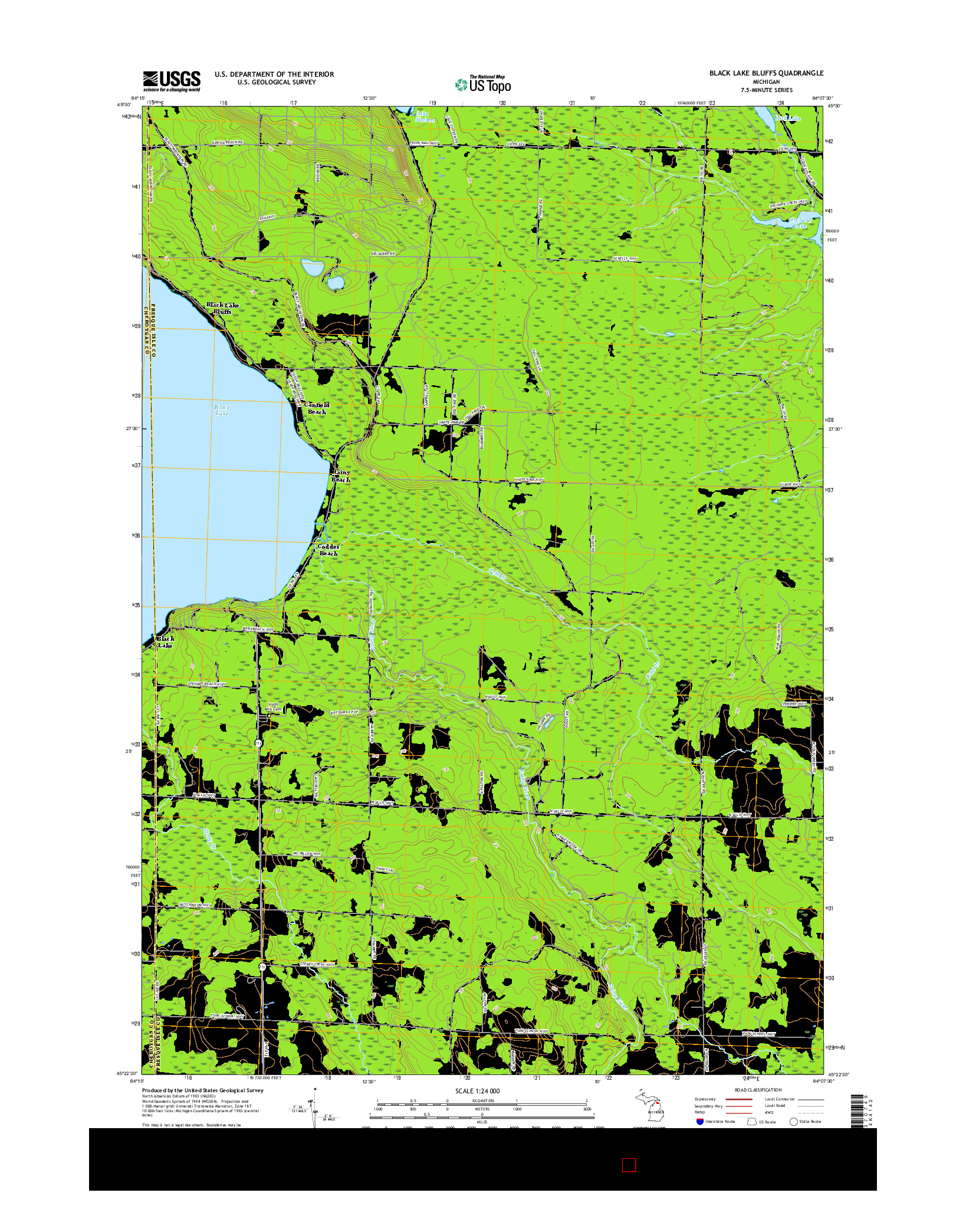 USGS US TOPO 7.5-MINUTE MAP FOR BLACK LAKE BLUFFS, MI 2017