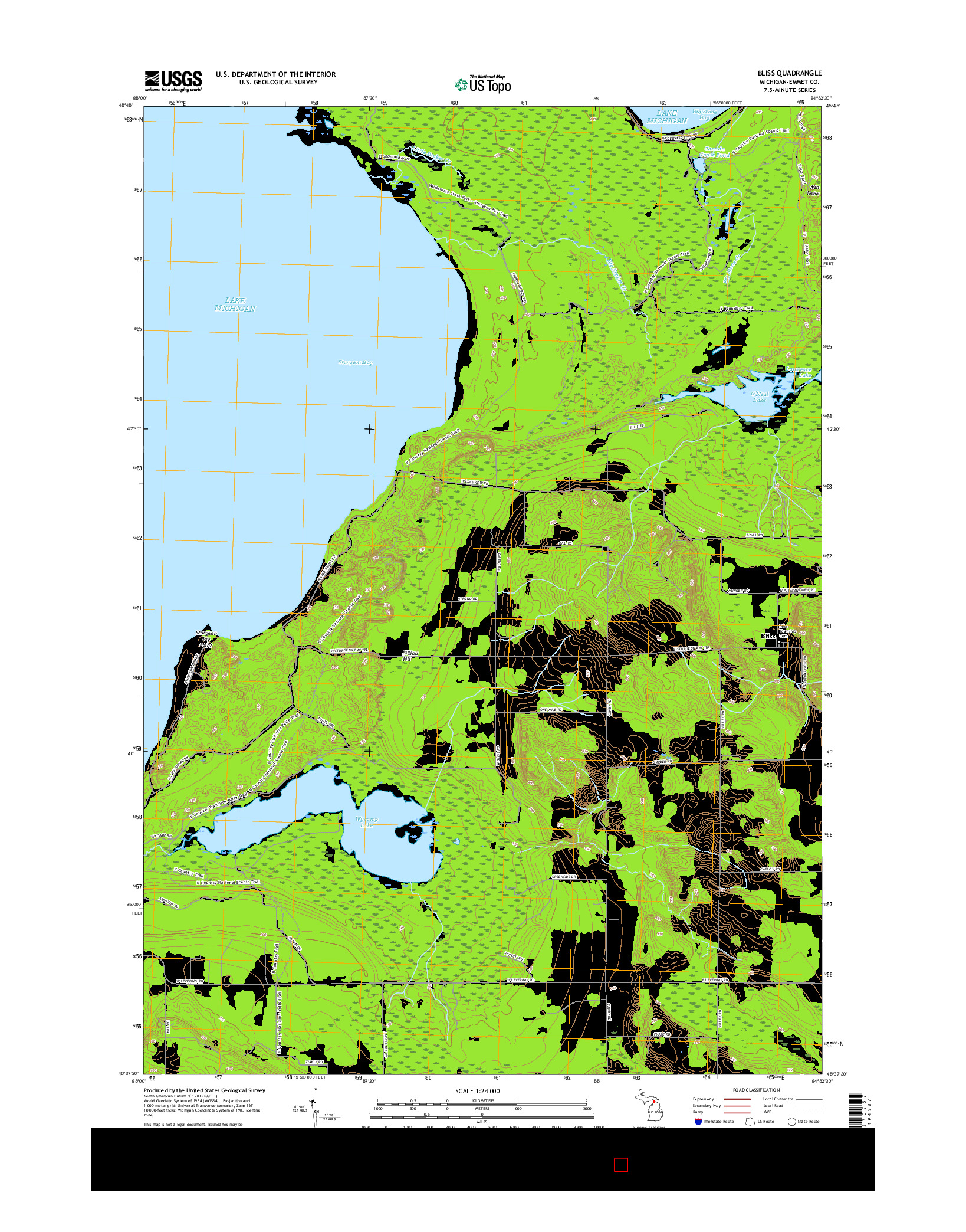 USGS US TOPO 7.5-MINUTE MAP FOR BLISS, MI 2017