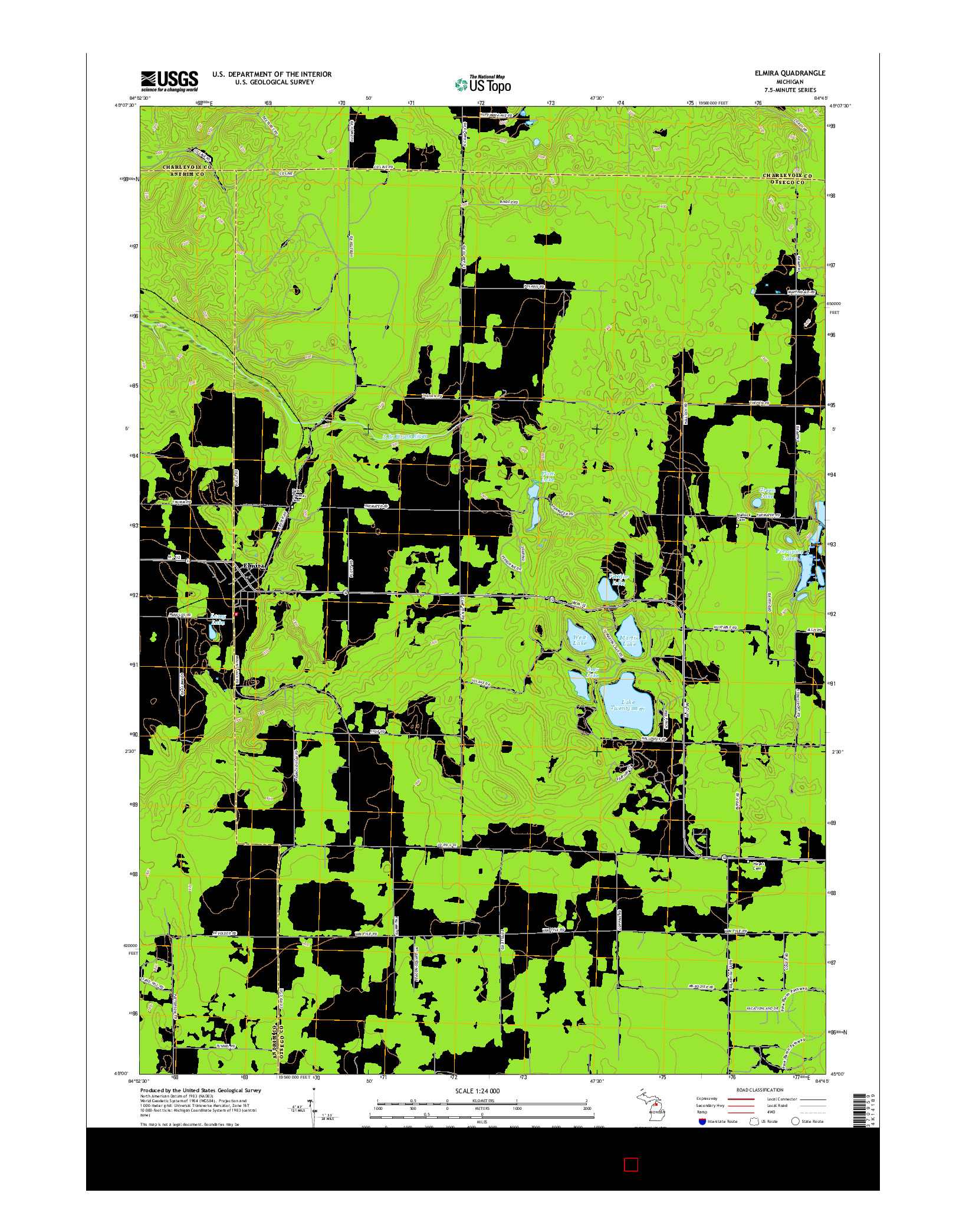 USGS US TOPO 7.5-MINUTE MAP FOR ELMIRA, MI 2017