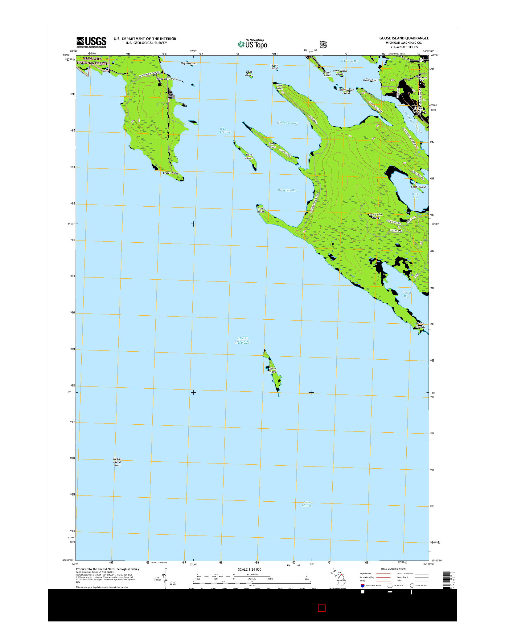 USGS US TOPO 7.5-MINUTE MAP FOR GOOSE ISLAND, MI 2017