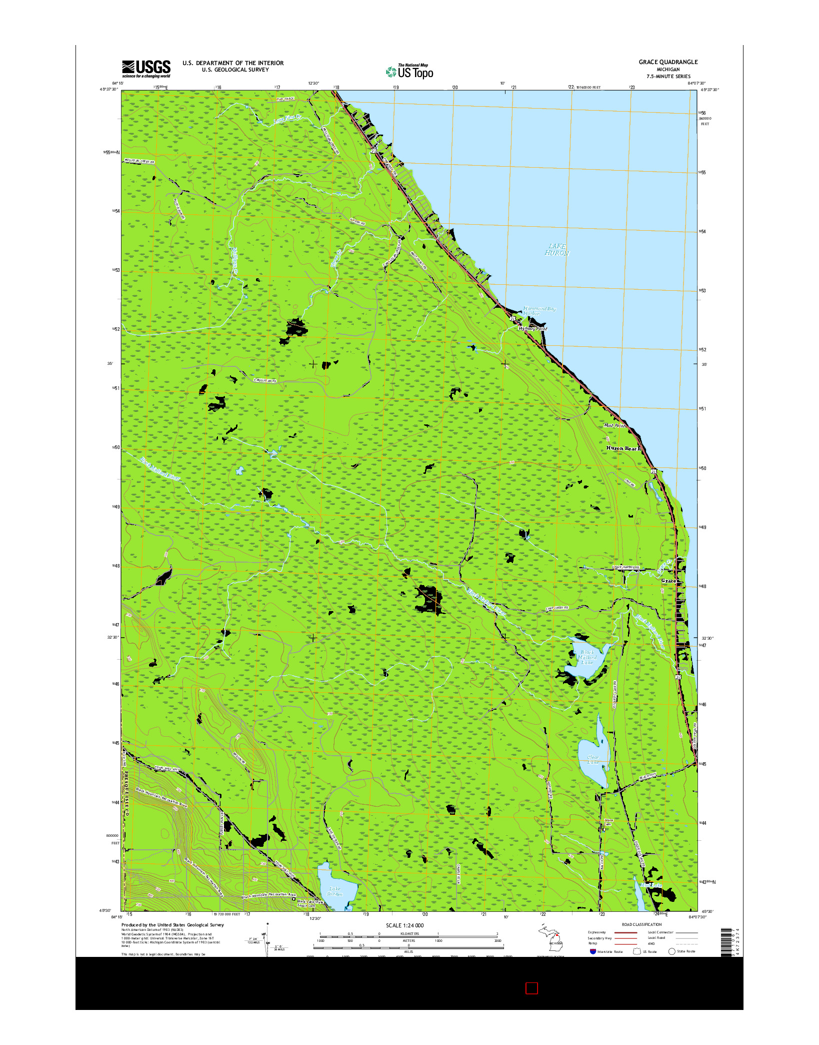 USGS US TOPO 7.5-MINUTE MAP FOR GRACE, MI 2017