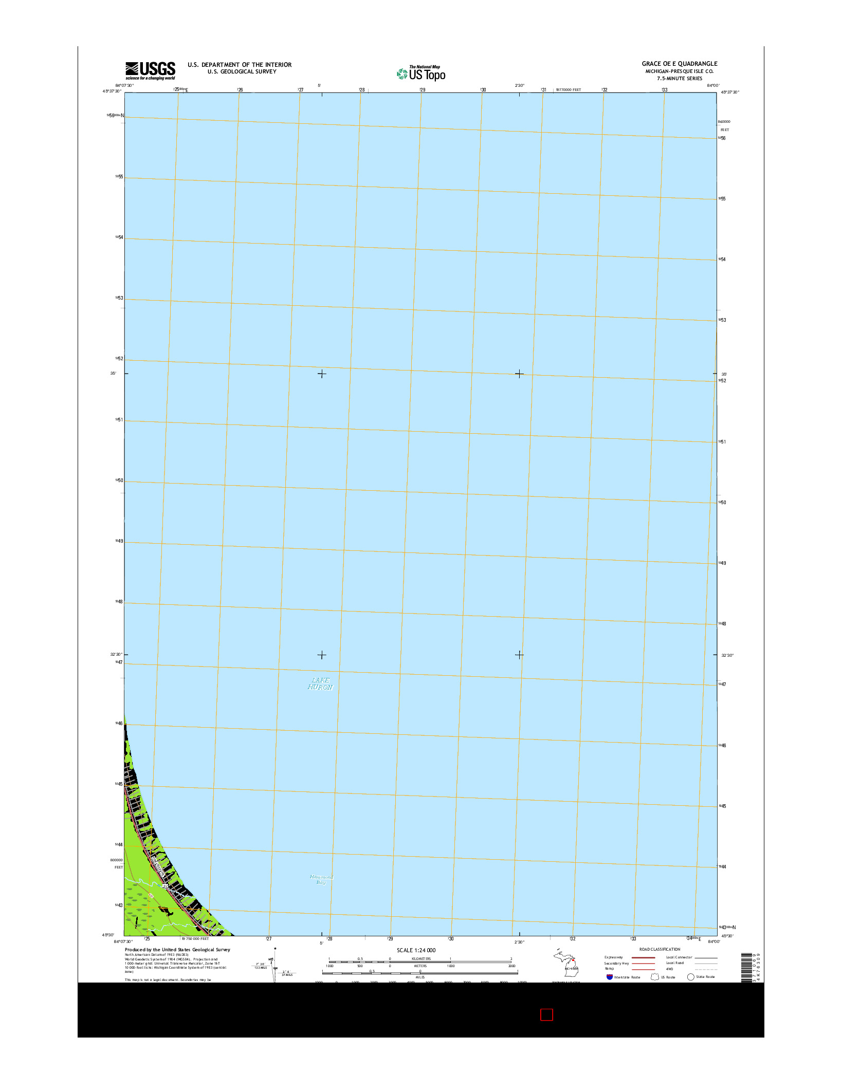 USGS US TOPO 7.5-MINUTE MAP FOR GRACE OE E, MI 2017