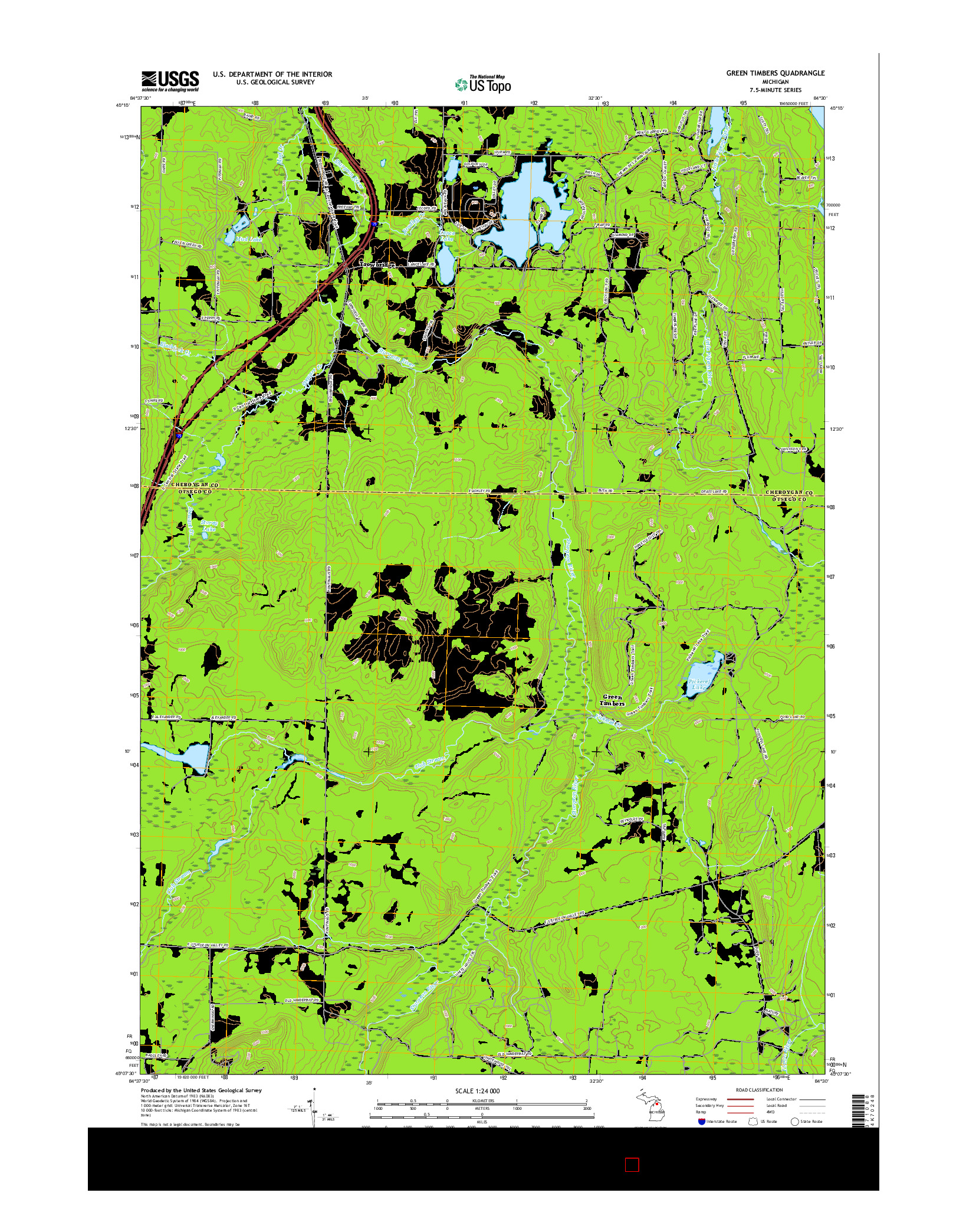 USGS US TOPO 7.5-MINUTE MAP FOR GREEN TIMBERS, MI 2017