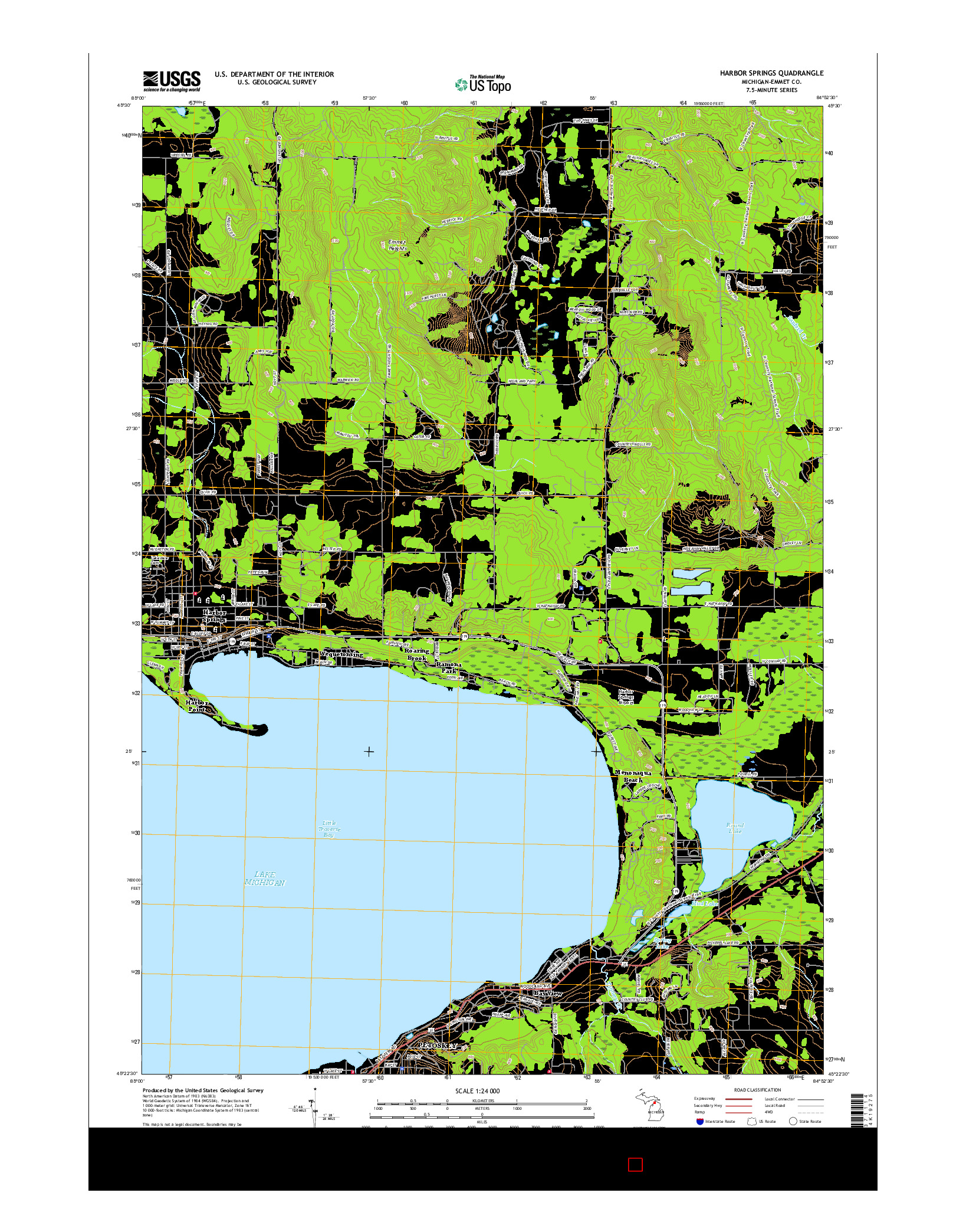 USGS US TOPO 7.5-MINUTE MAP FOR HARBOR SPRINGS, MI 2017