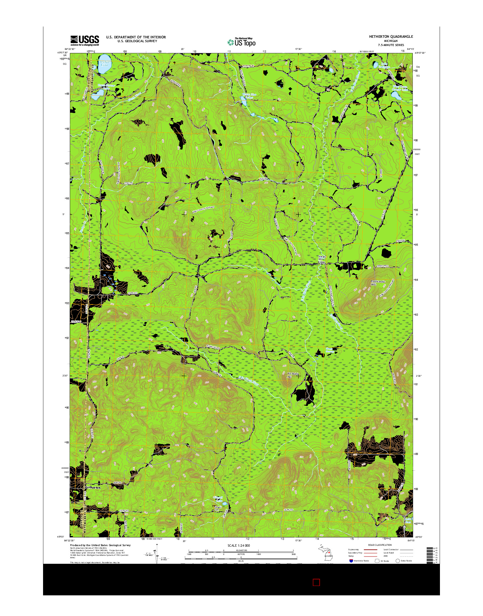 USGS US TOPO 7.5-MINUTE MAP FOR HETHERTON, MI 2017