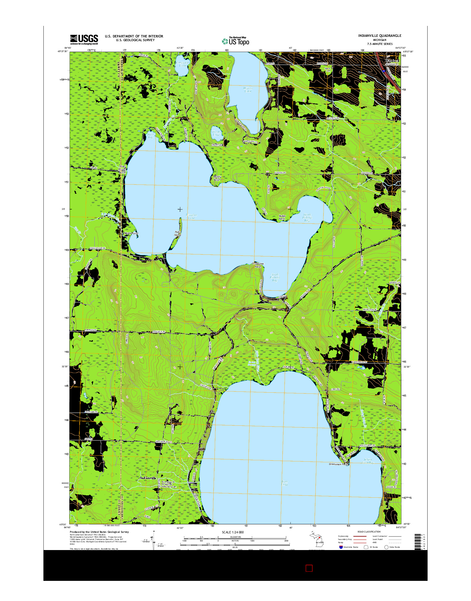 USGS US TOPO 7.5-MINUTE MAP FOR INDIANVILLE, MI 2017