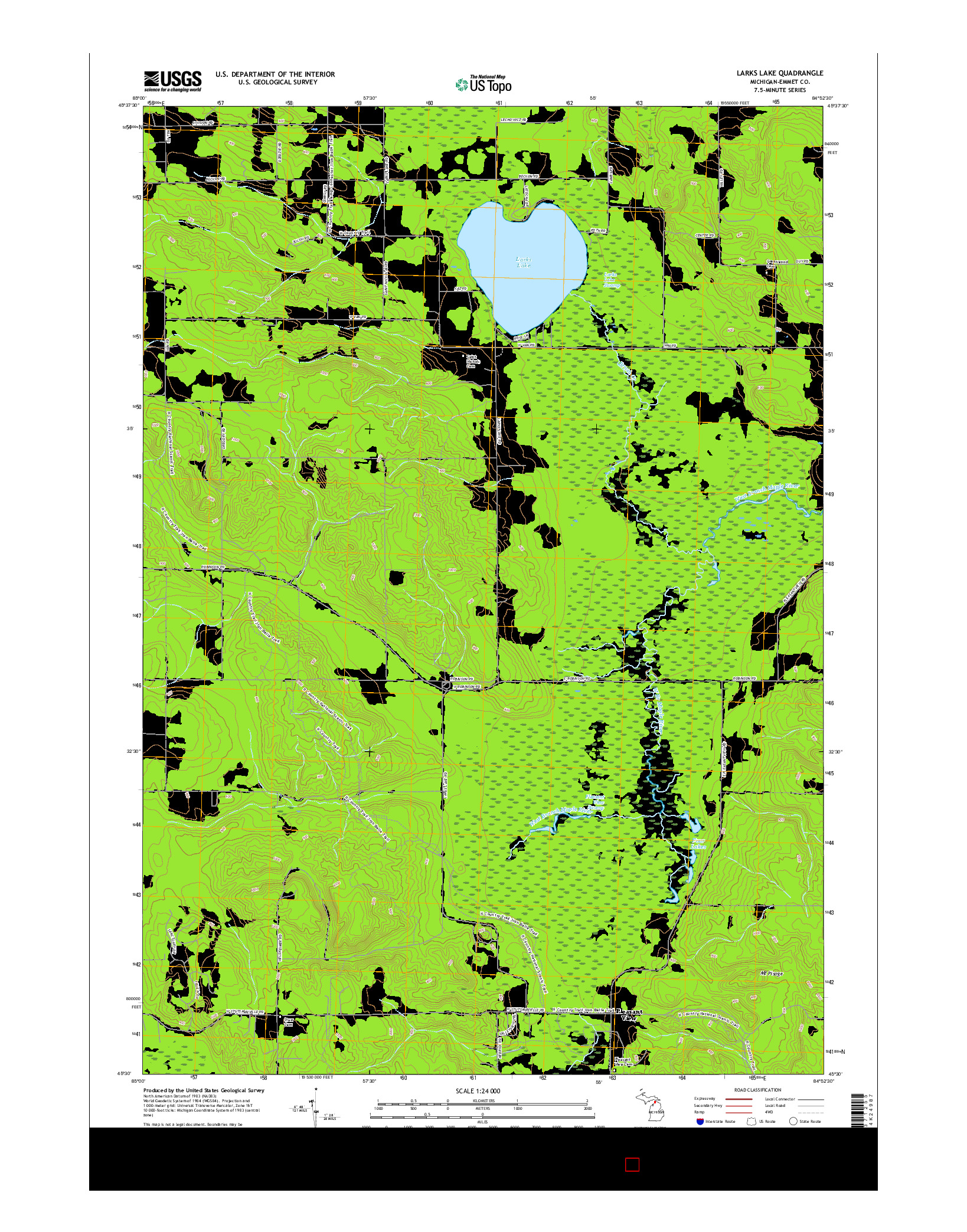 USGS US TOPO 7.5-MINUTE MAP FOR LARKS LAKE, MI 2017