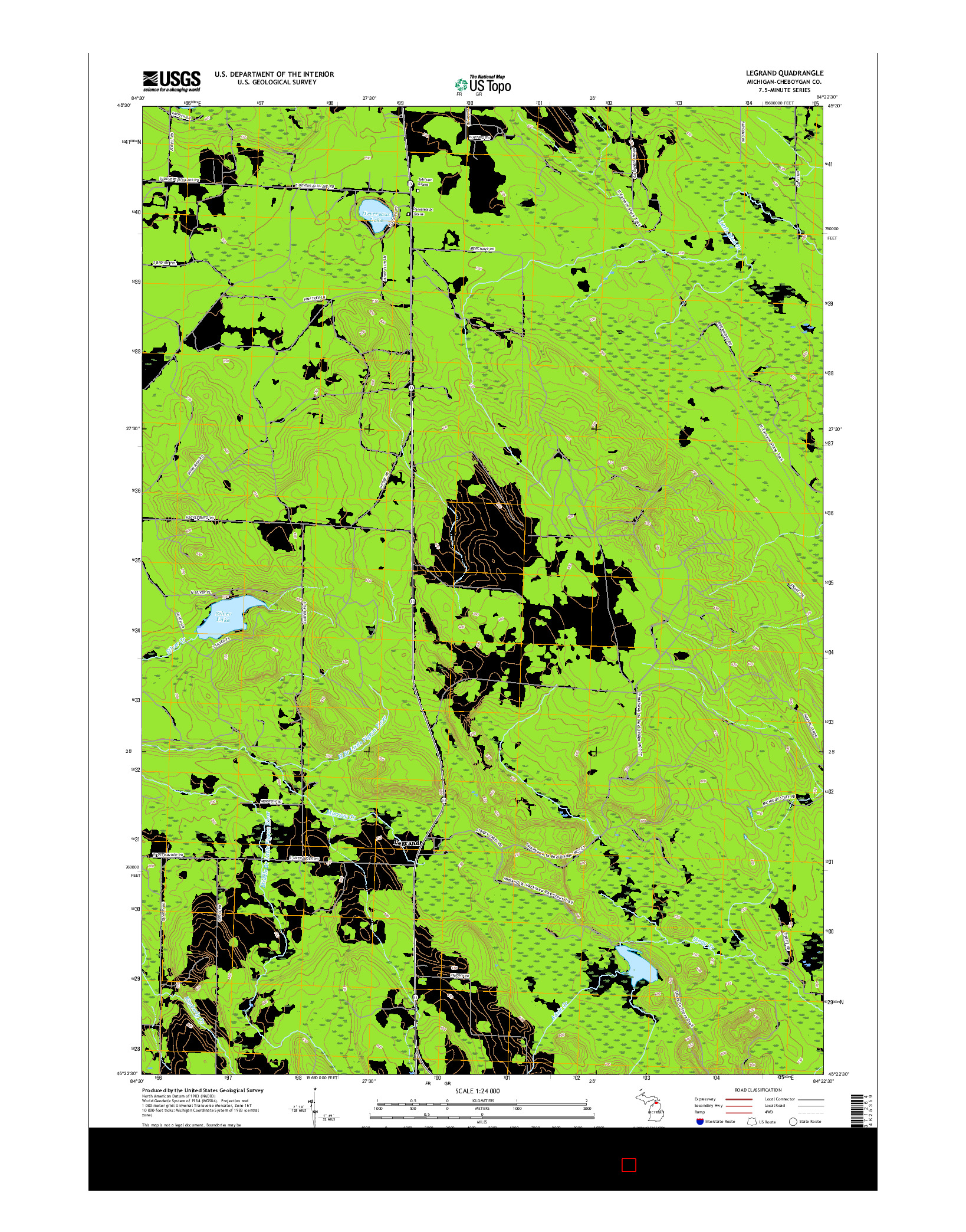 USGS US TOPO 7.5-MINUTE MAP FOR LEGRAND, MI 2017