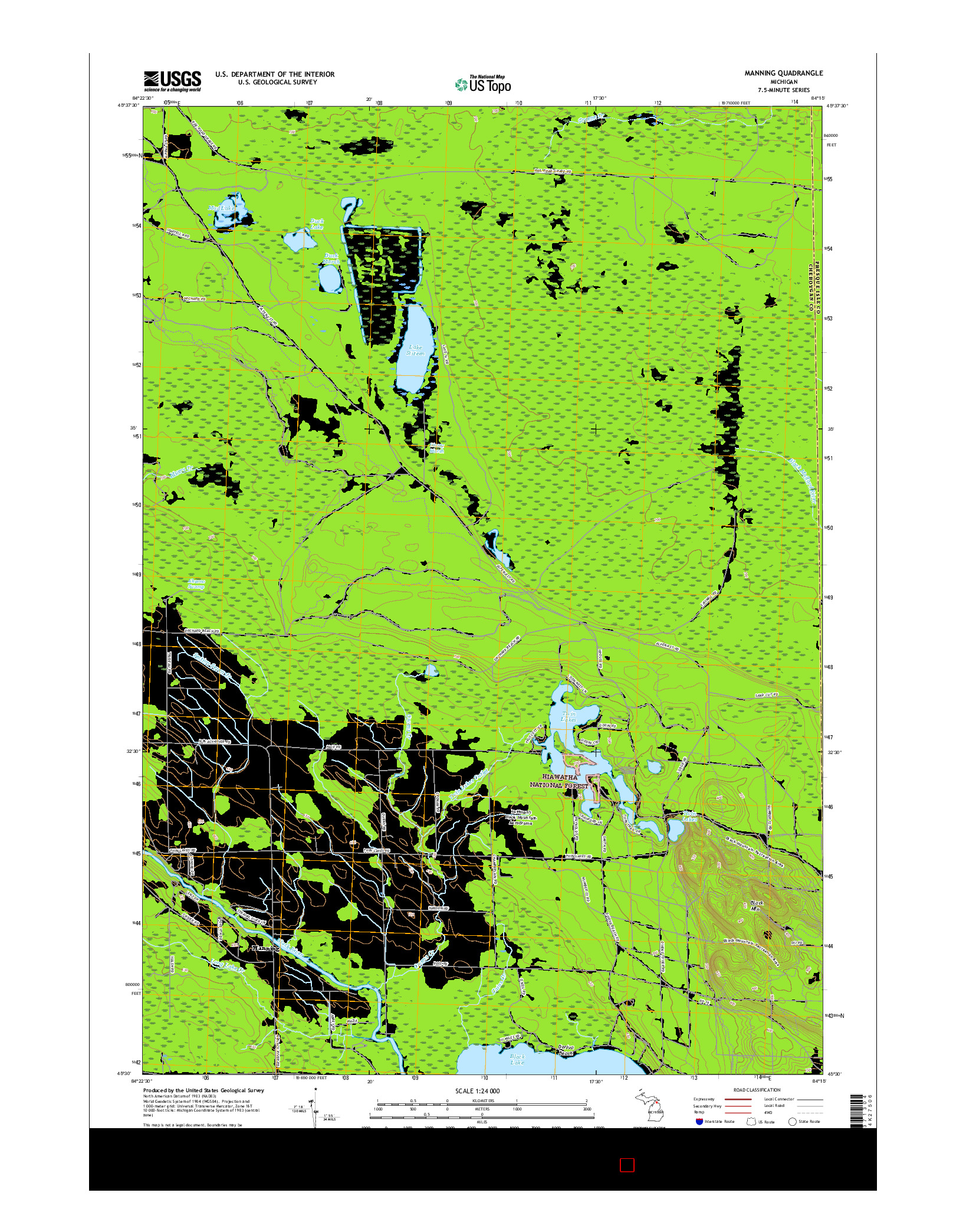 USGS US TOPO 7.5-MINUTE MAP FOR MANNING, MI 2017