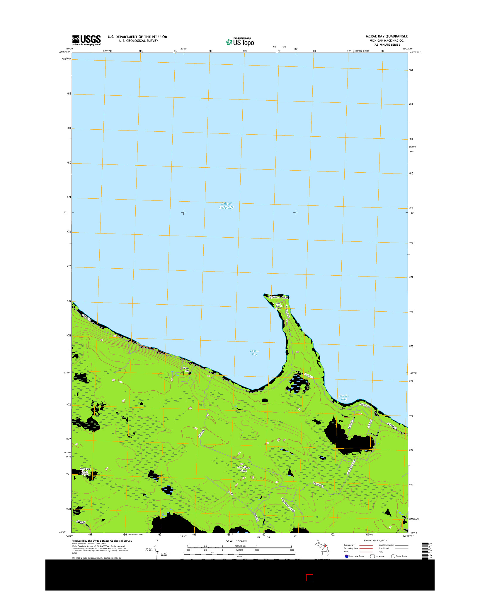 USGS US TOPO 7.5-MINUTE MAP FOR MCRAE BAY, MI 2017
