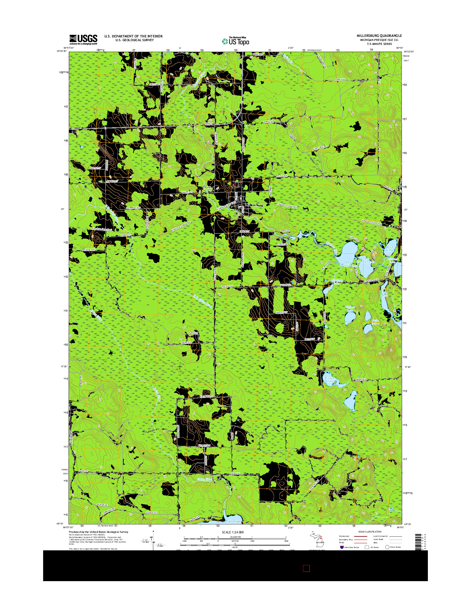 USGS US TOPO 7.5-MINUTE MAP FOR MILLERSBURG, MI 2017