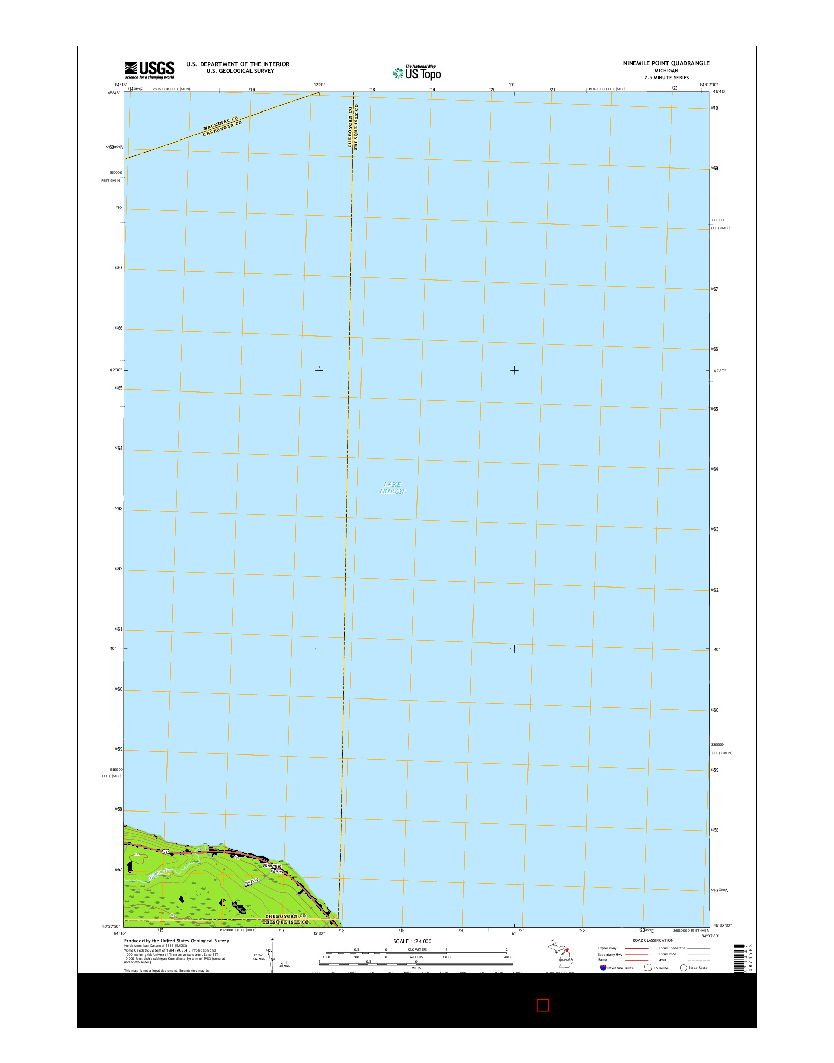 USGS US TOPO 7.5-MINUTE MAP FOR NINEMILE POINT, MI 2017