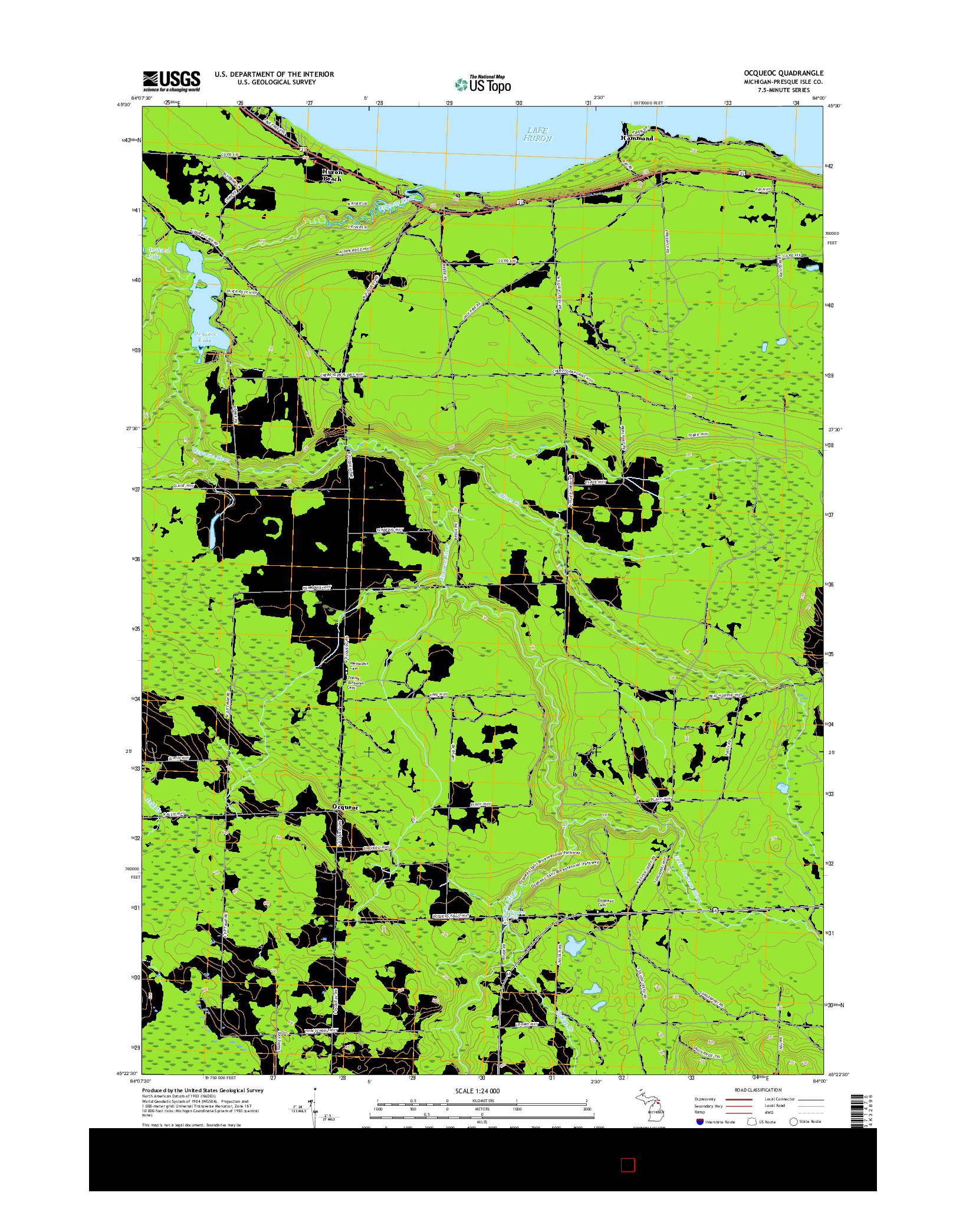 USGS US TOPO 7.5-MINUTE MAP FOR OCQUEOC, MI 2017