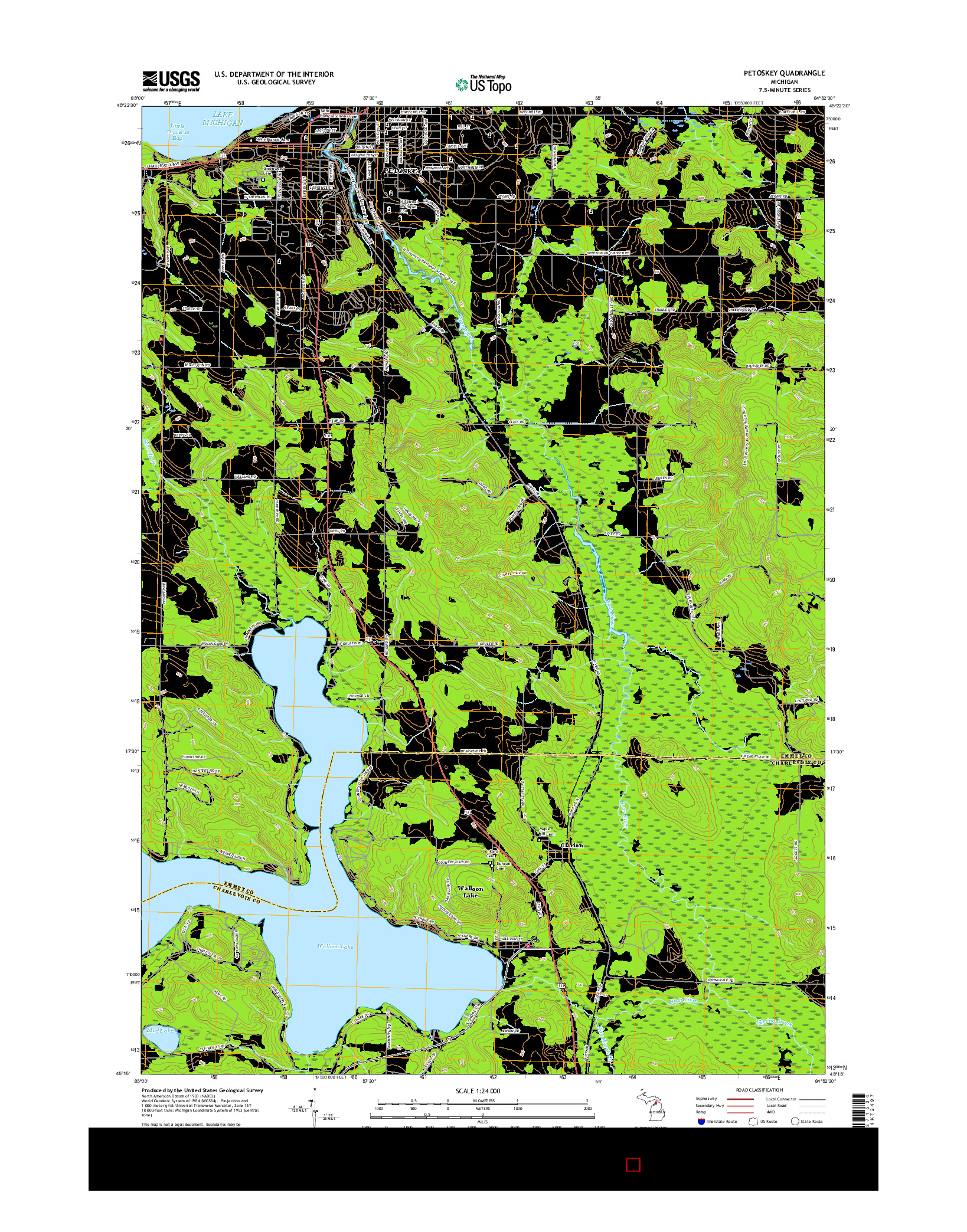 USGS US TOPO 7.5-MINUTE MAP FOR PETOSKEY, MI 2017