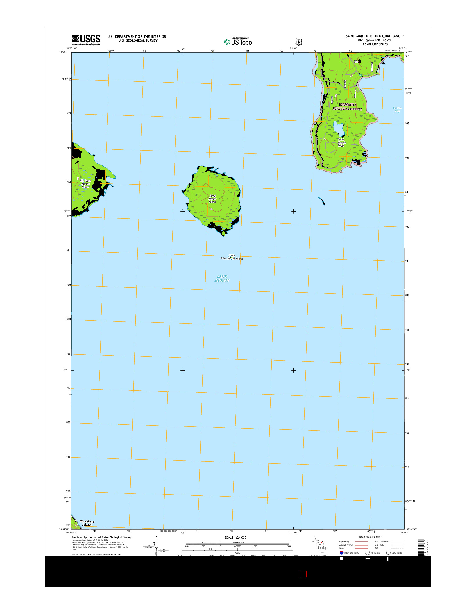 USGS US TOPO 7.5-MINUTE MAP FOR SAINT MARTIN ISLAND, MI 2017