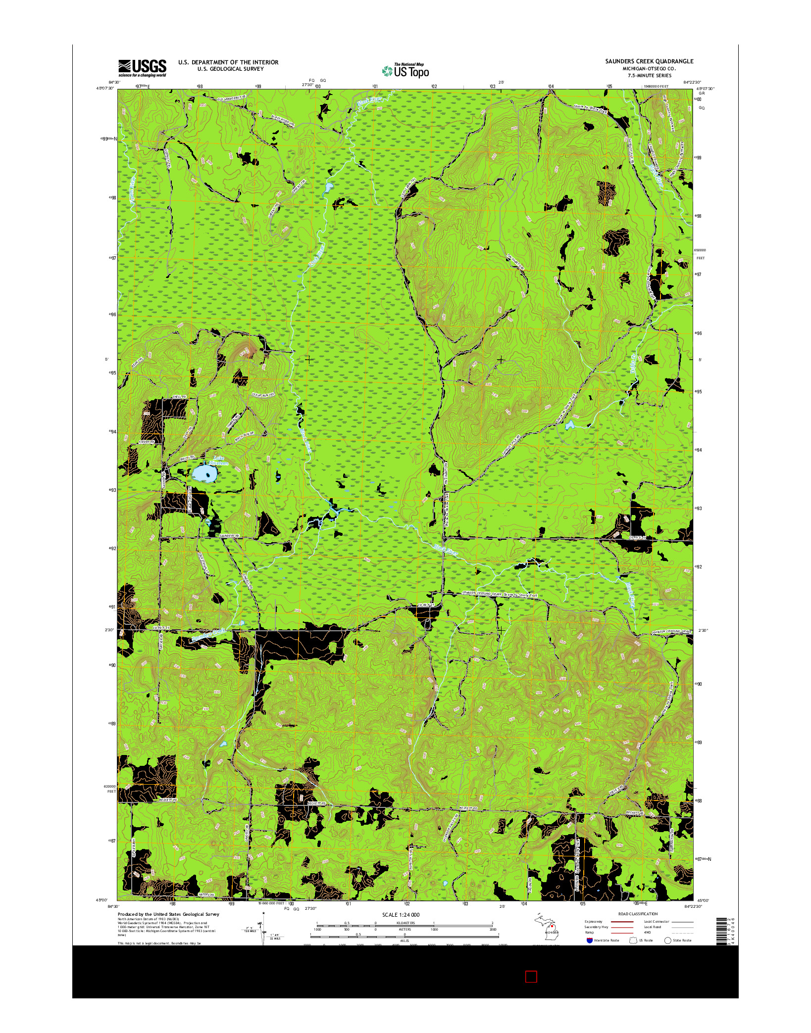 USGS US TOPO 7.5-MINUTE MAP FOR SAUNDERS CREEK, MI 2017