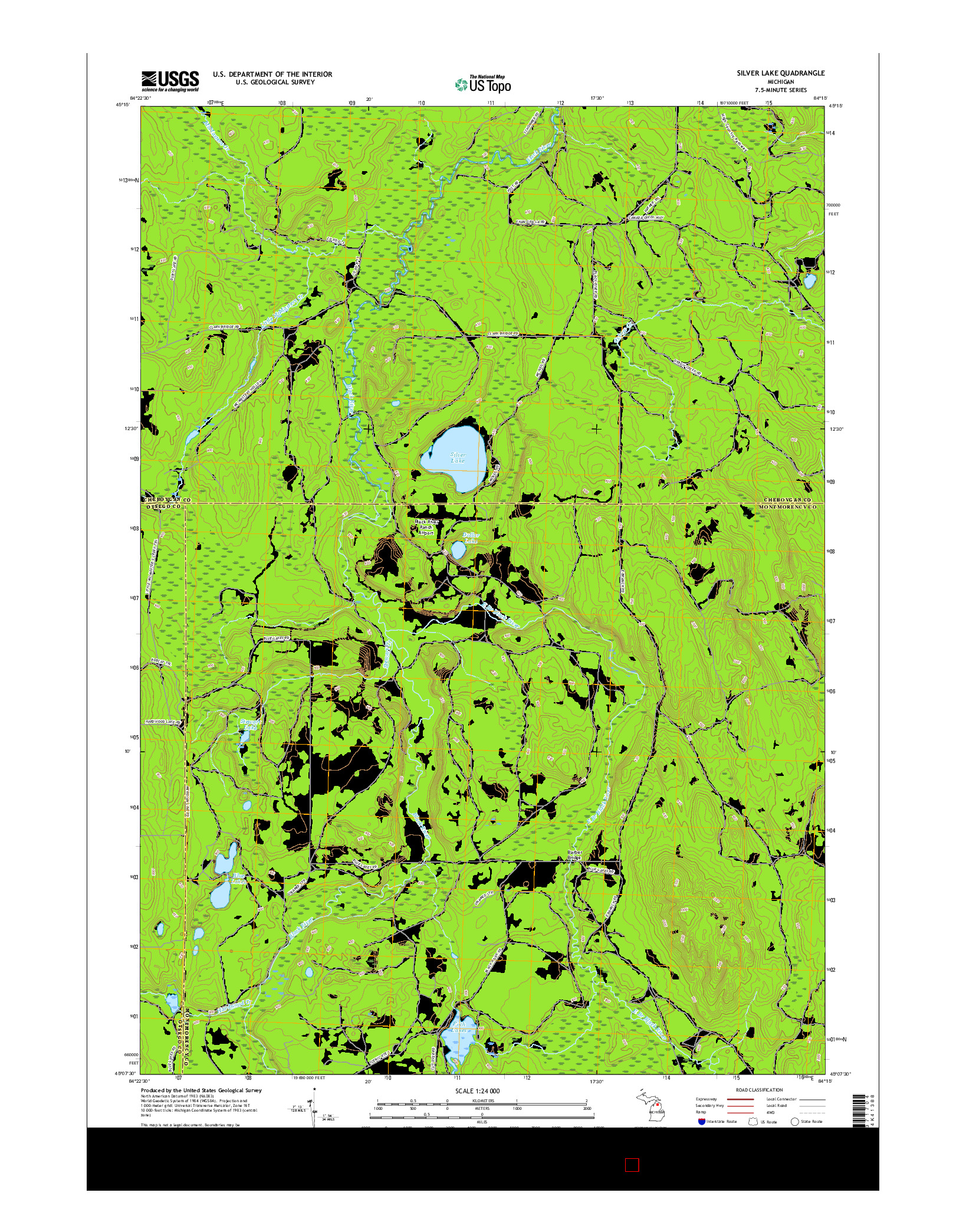 USGS US TOPO 7.5-MINUTE MAP FOR SILVER LAKE, MI 2017