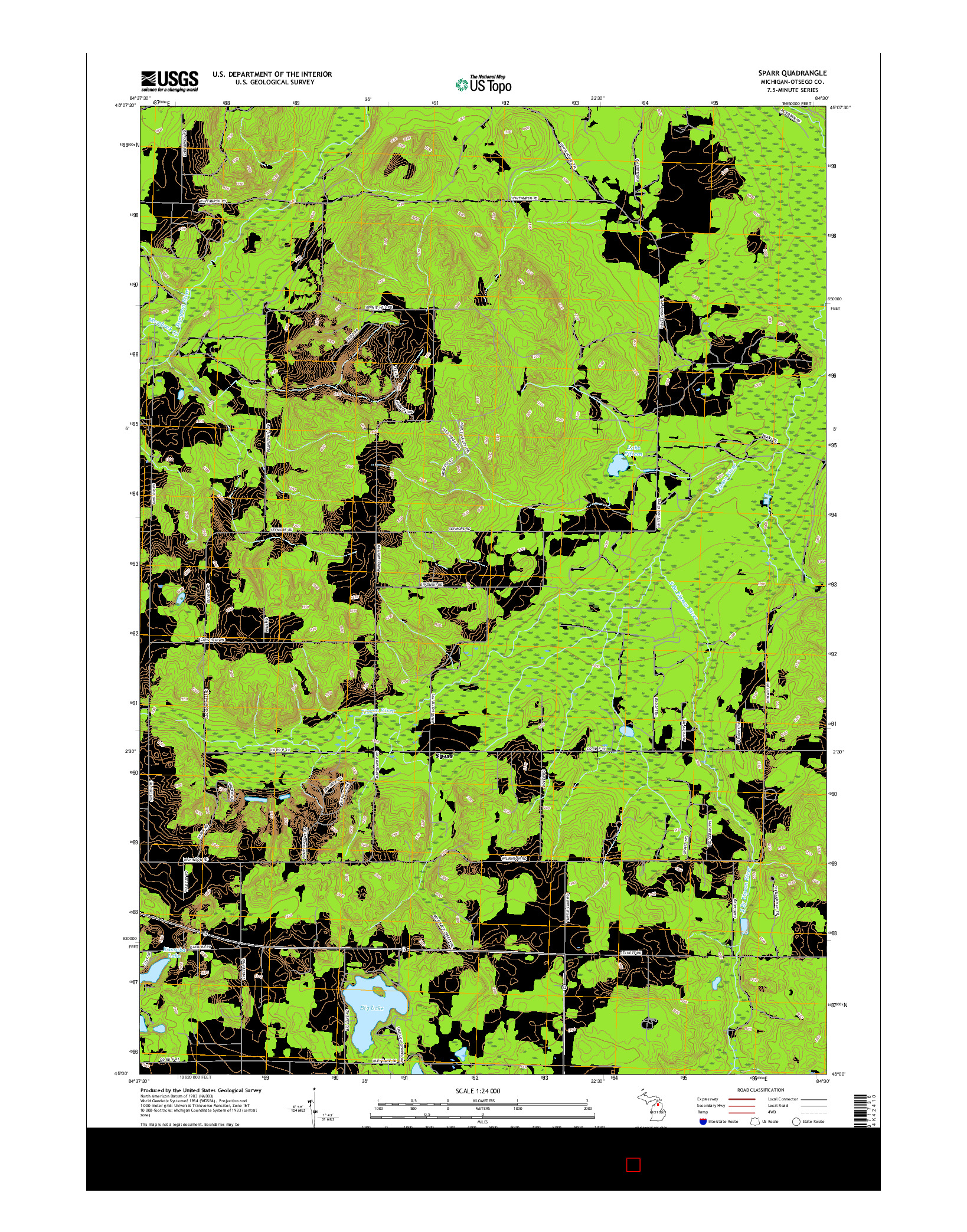 USGS US TOPO 7.5-MINUTE MAP FOR SPARR, MI 2017