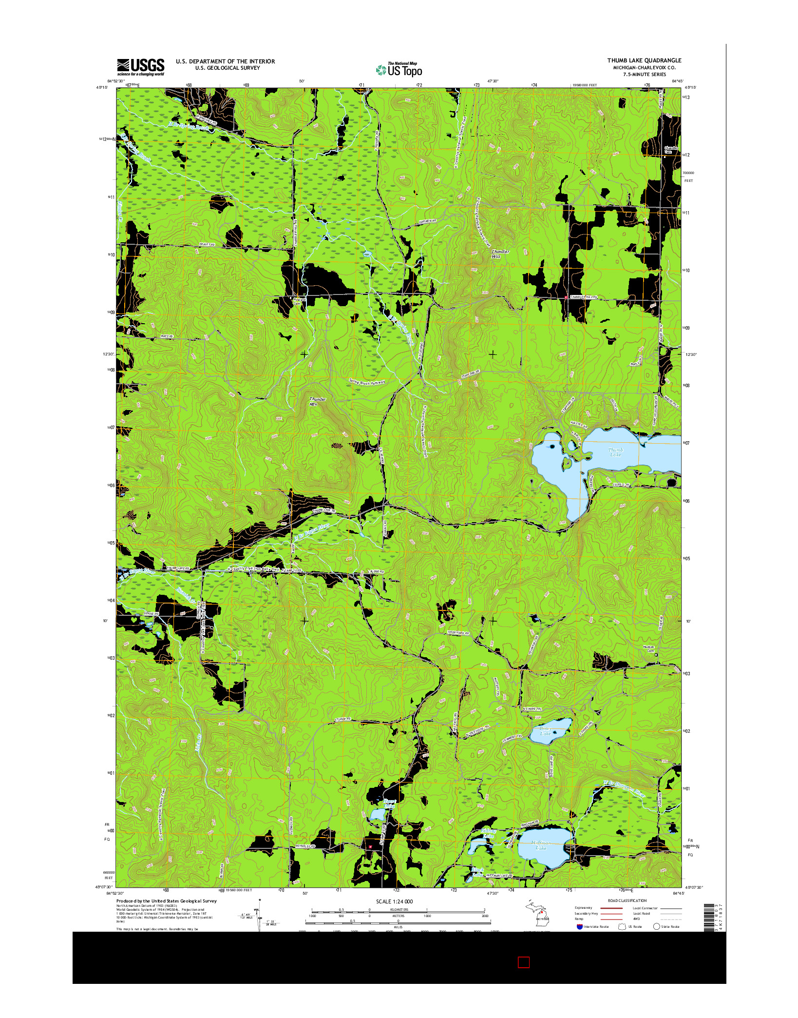 USGS US TOPO 7.5-MINUTE MAP FOR THUMB LAKE, MI 2017