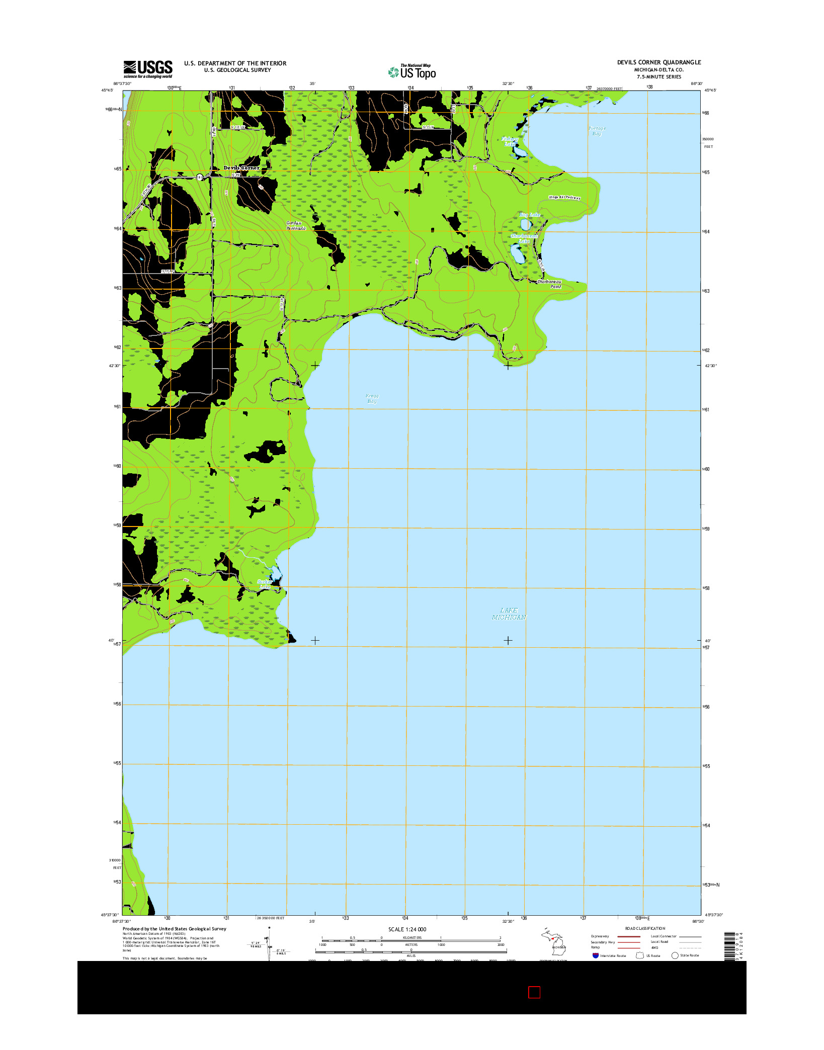 USGS US TOPO 7.5-MINUTE MAP FOR DEVILS CORNER, MI 2017