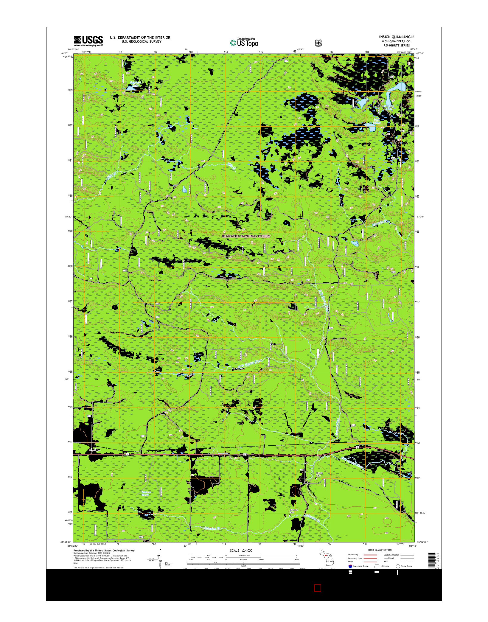 USGS US TOPO 7.5-MINUTE MAP FOR ENSIGN, MI 2017