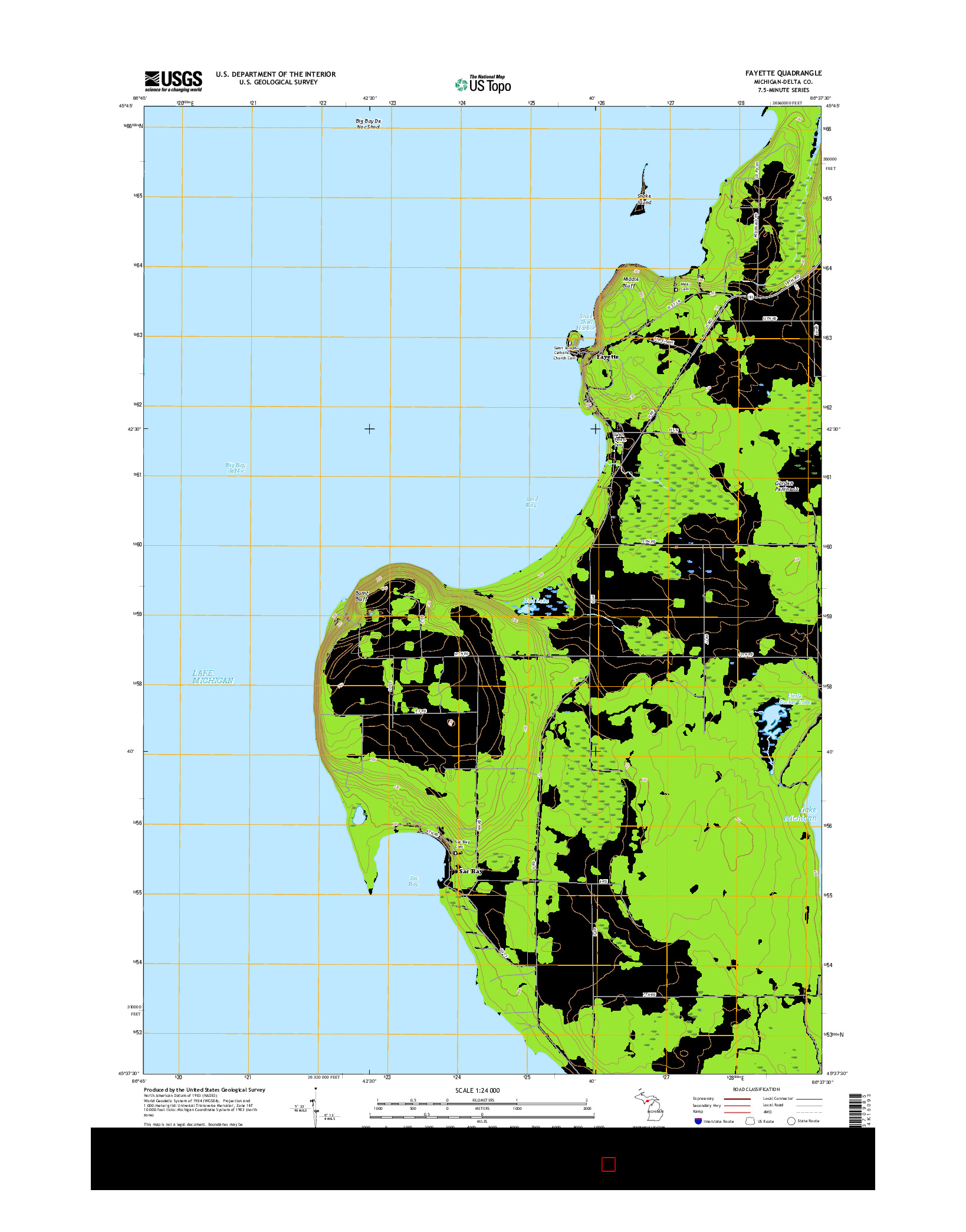 USGS US TOPO 7.5-MINUTE MAP FOR FAYETTE, MI 2017