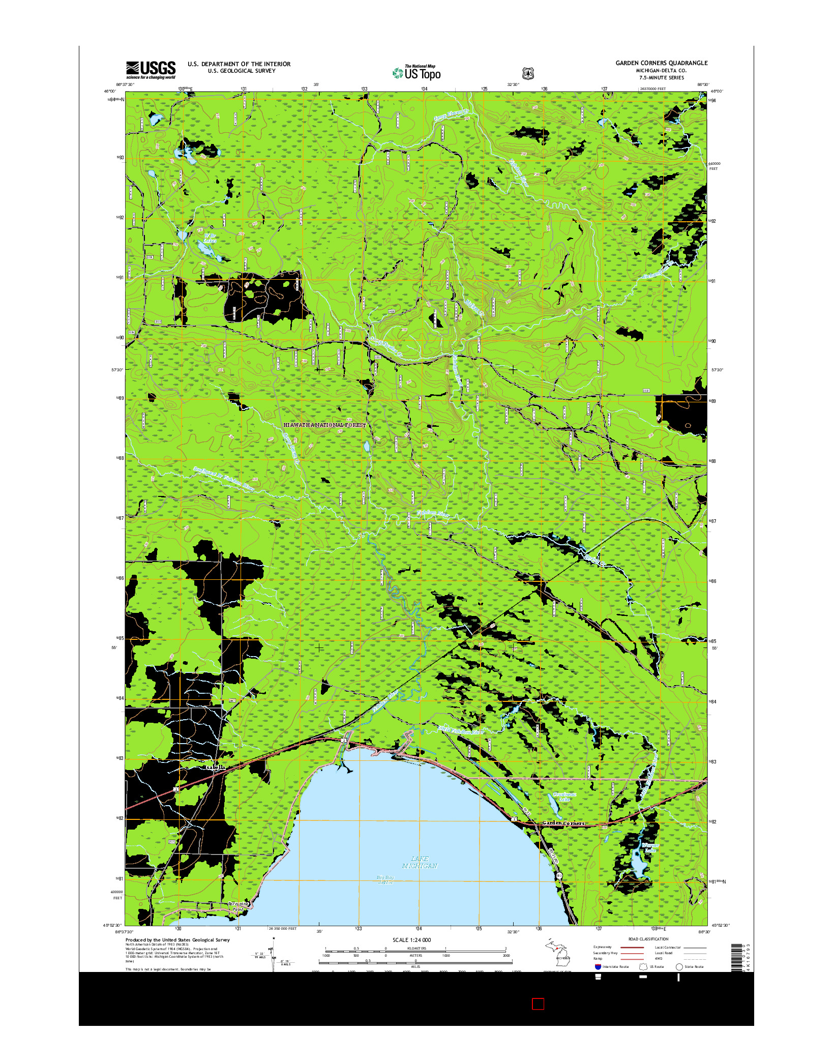 USGS US TOPO 7.5-MINUTE MAP FOR GARDEN CORNERS, MI 2017