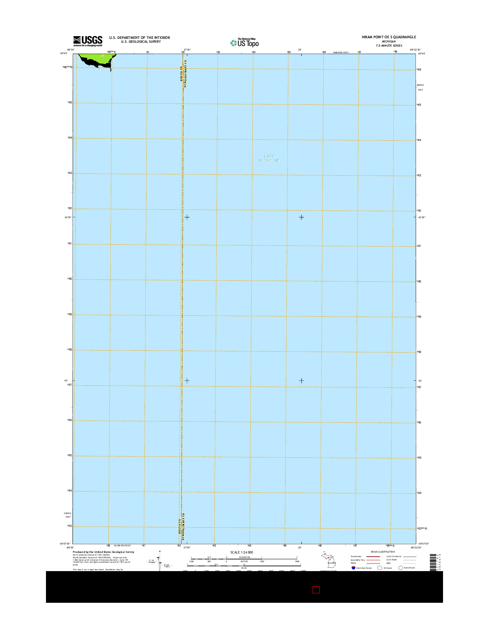 USGS US TOPO 7.5-MINUTE MAP FOR HIRAM POINT OE S, MI 2017