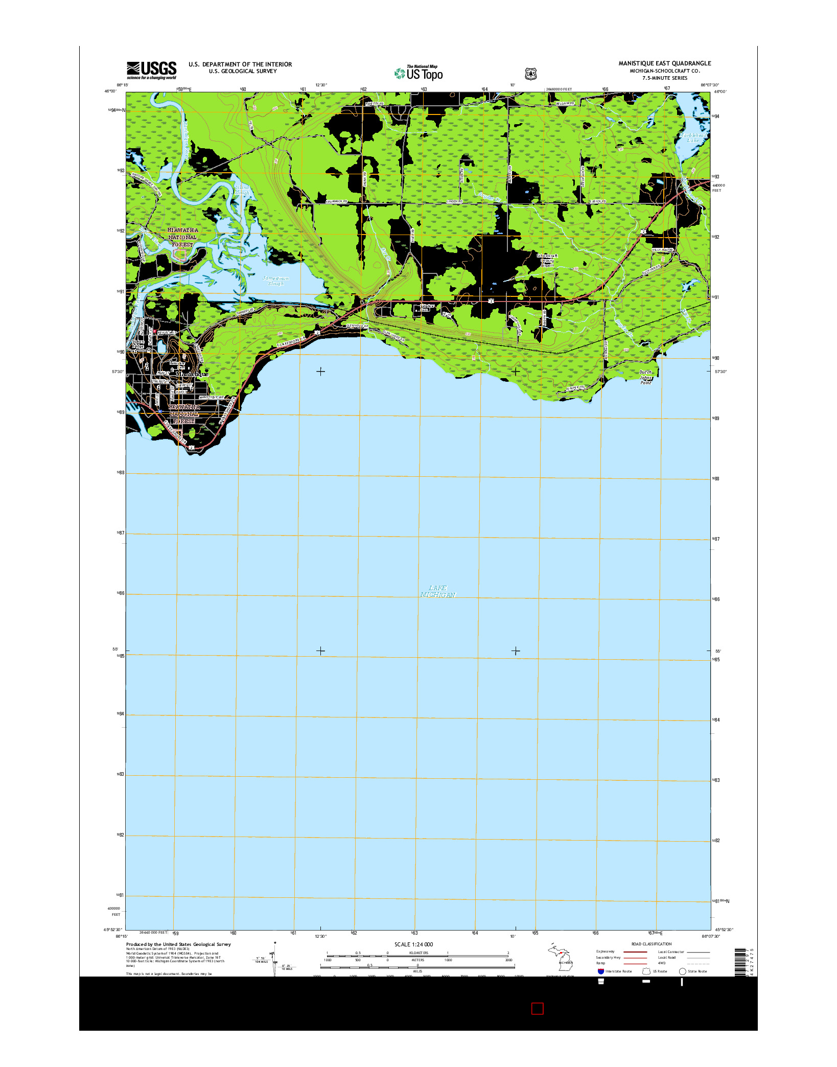 USGS US TOPO 7.5-MINUTE MAP FOR MANISTIQUE EAST, MI 2017