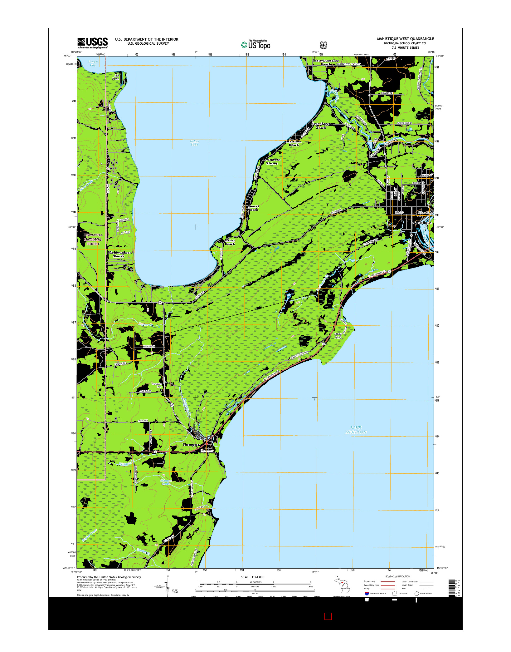 USGS US TOPO 7.5-MINUTE MAP FOR MANISTIQUE WEST, MI 2017