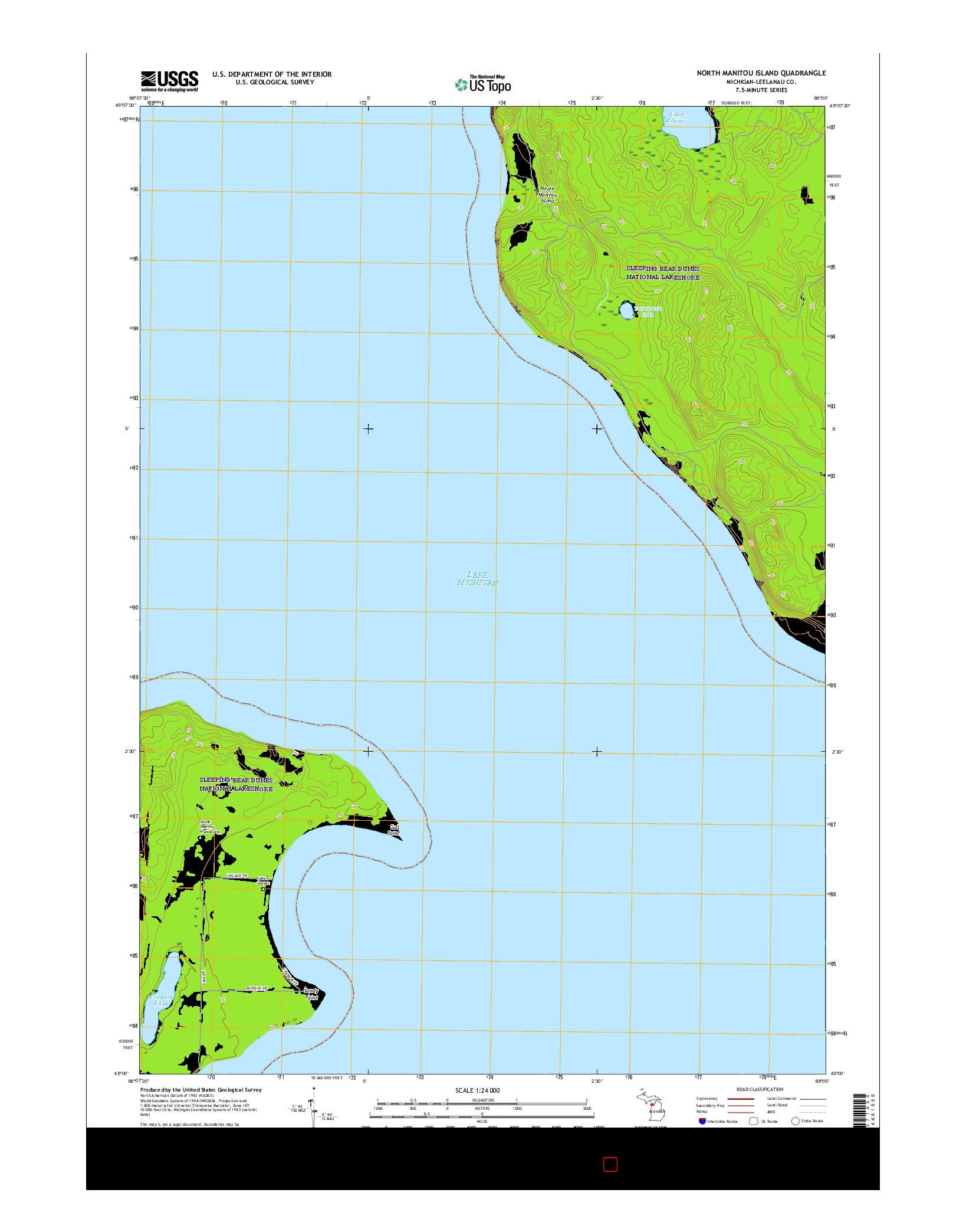 USGS US TOPO 7.5-MINUTE MAP FOR NORTH MANITOU ISLAND, MI 2017