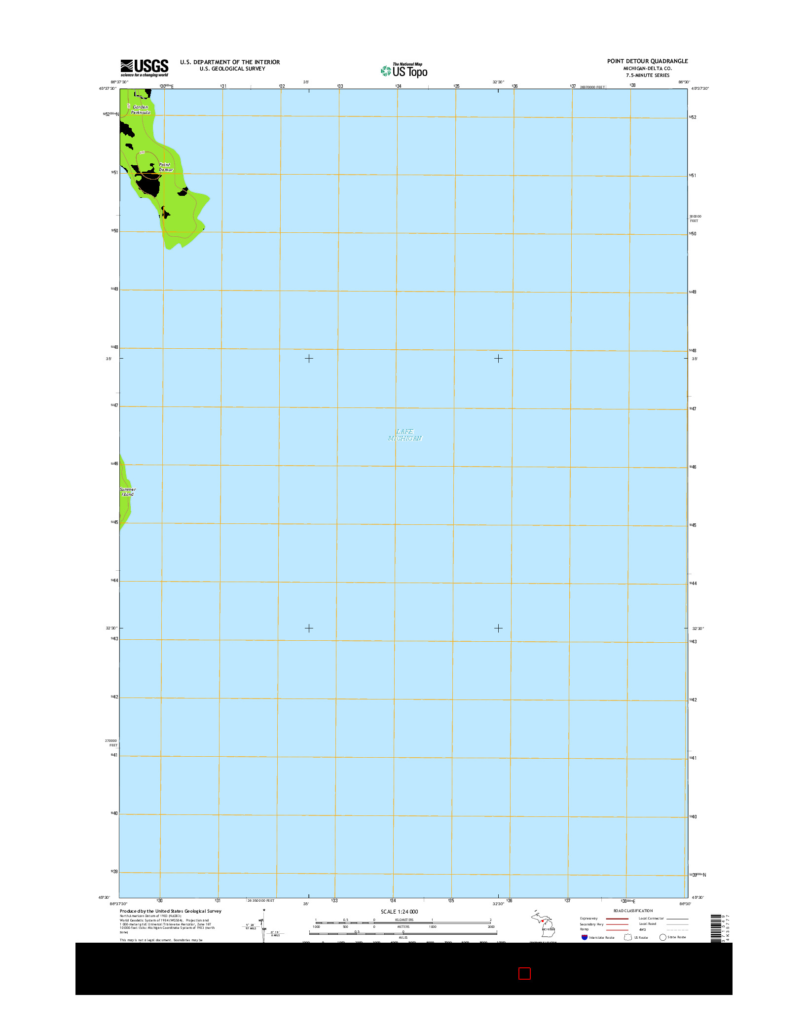 USGS US TOPO 7.5-MINUTE MAP FOR POINT DETOUR, MI 2017