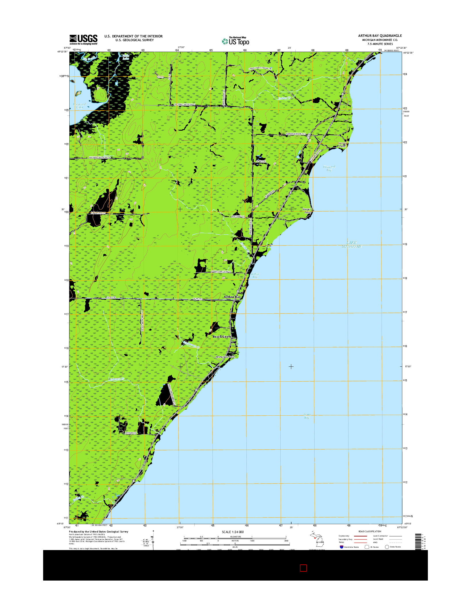 USGS US TOPO 7.5-MINUTE MAP FOR ARTHUR BAY, MI 2017