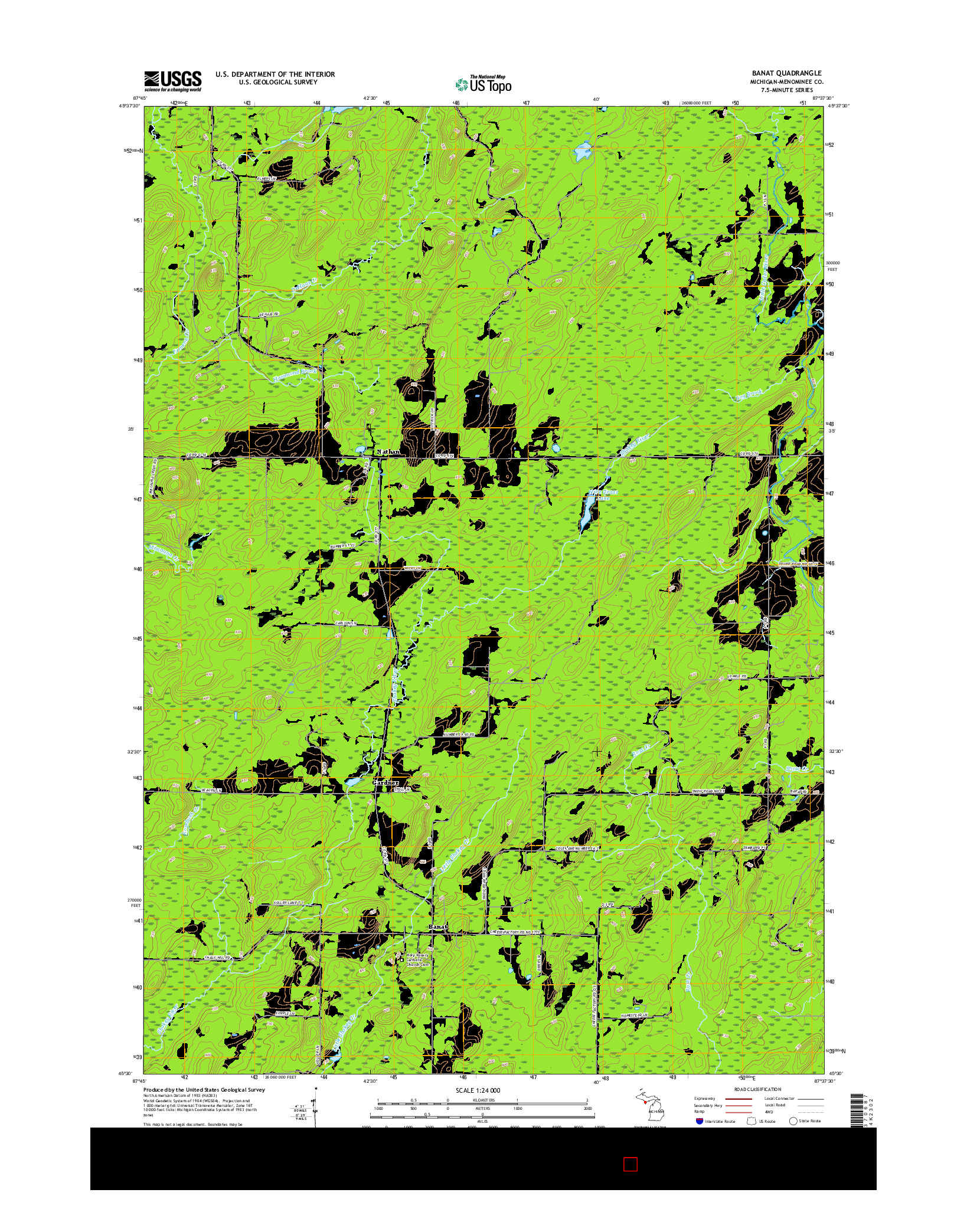 USGS US TOPO 7.5-MINUTE MAP FOR BANAT, MI 2017