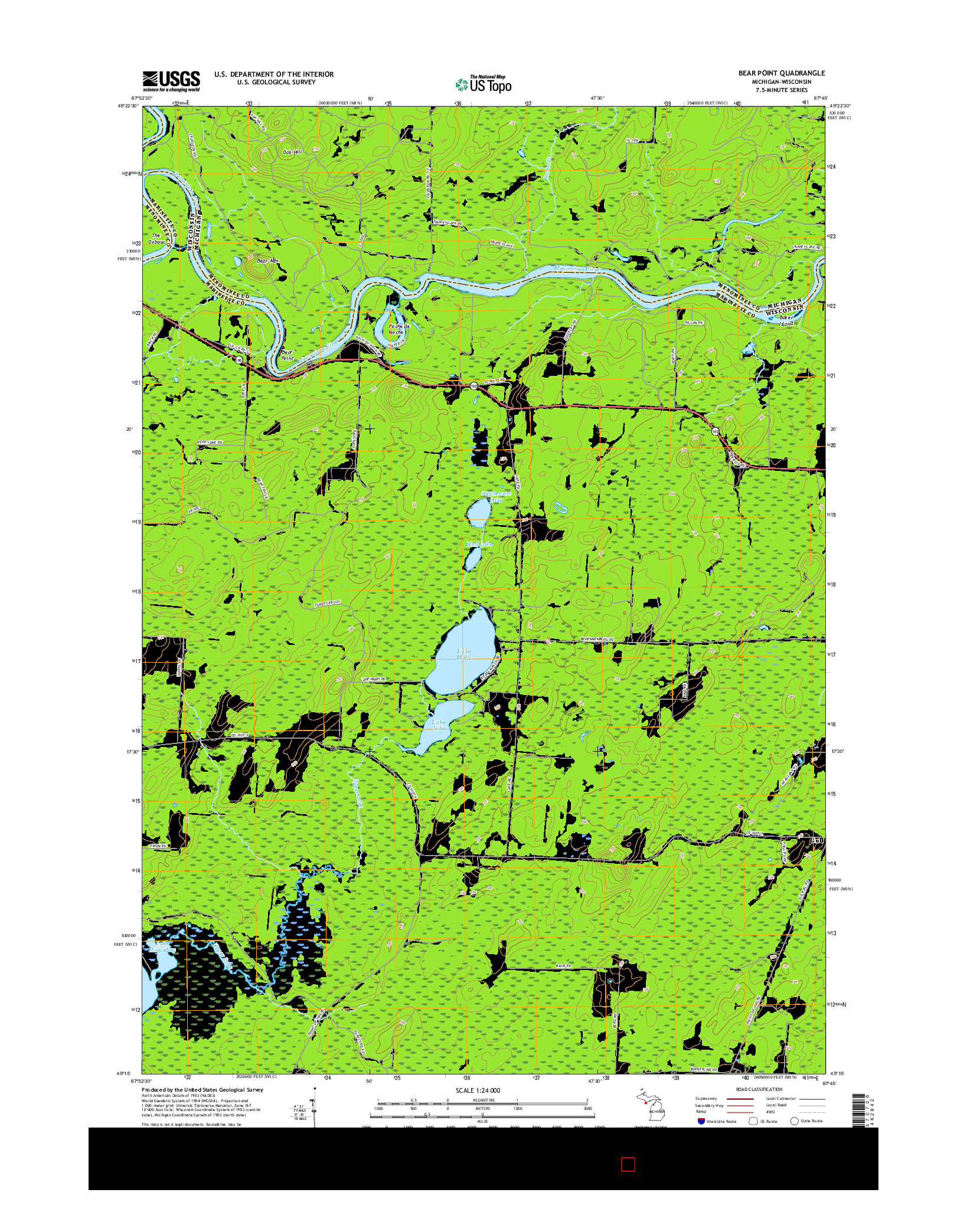 USGS US TOPO 7.5-MINUTE MAP FOR BEAR POINT, MI-WI 2017