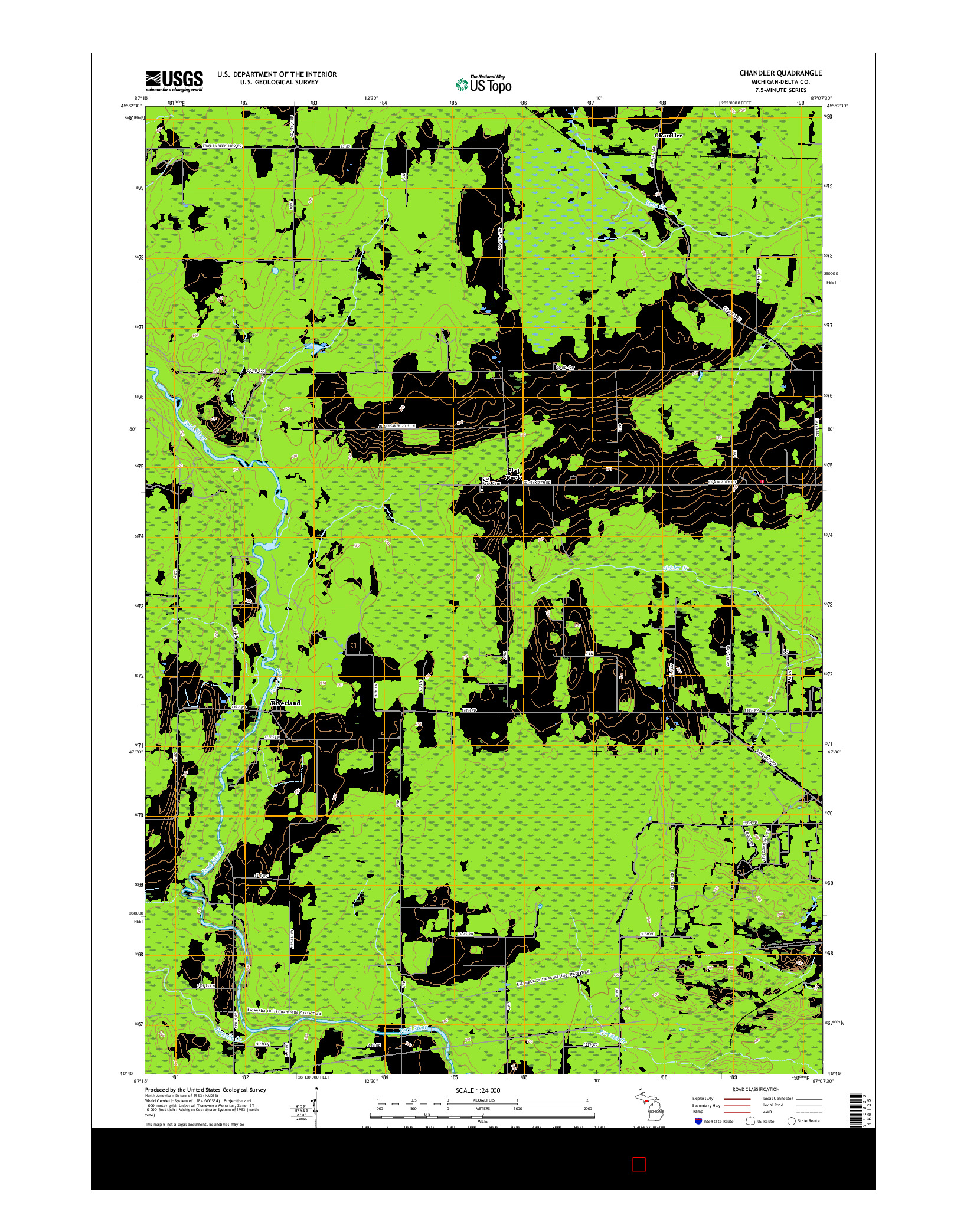 USGS US TOPO 7.5-MINUTE MAP FOR CHANDLER, MI 2017