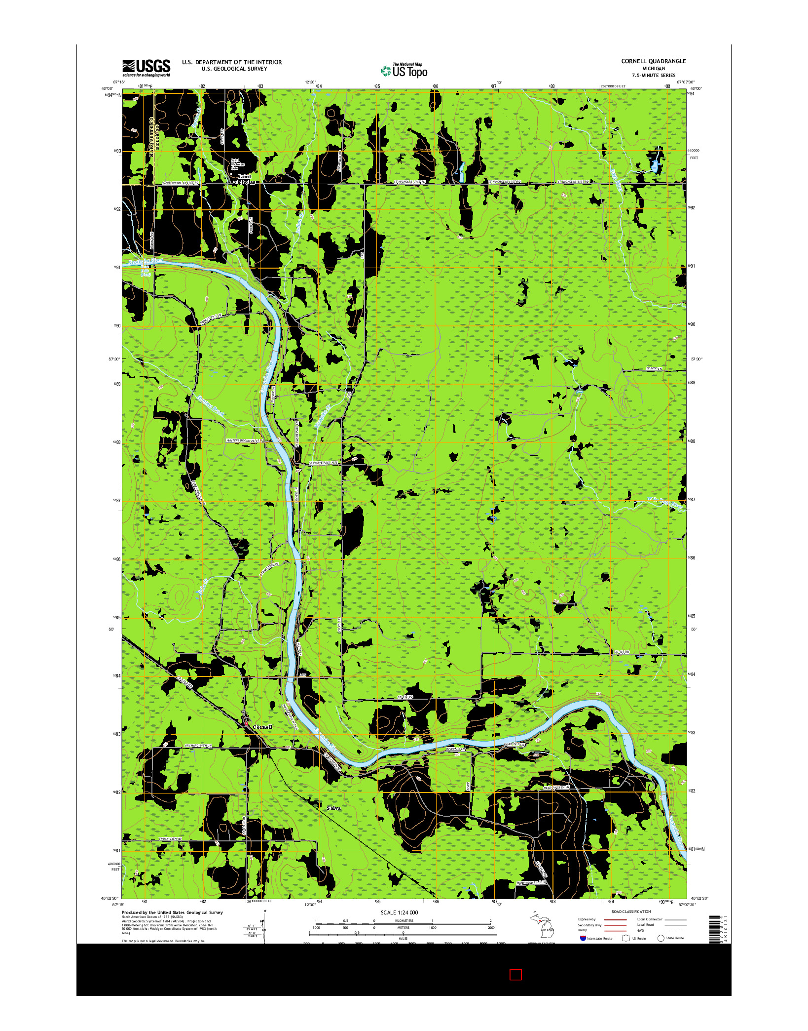 USGS US TOPO 7.5-MINUTE MAP FOR CORNELL, MI 2017