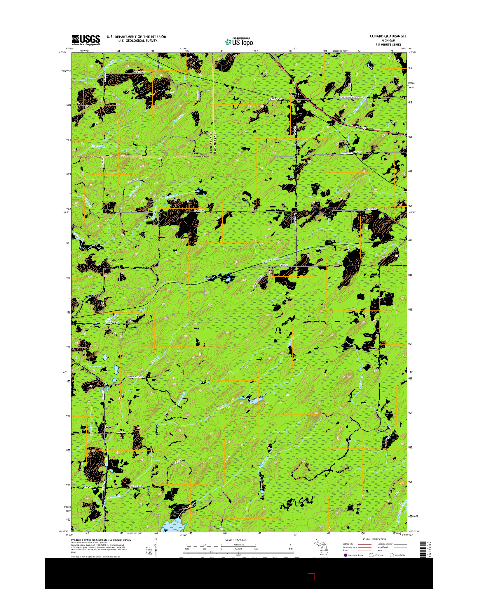 USGS US TOPO 7.5-MINUTE MAP FOR CUNARD, MI 2017