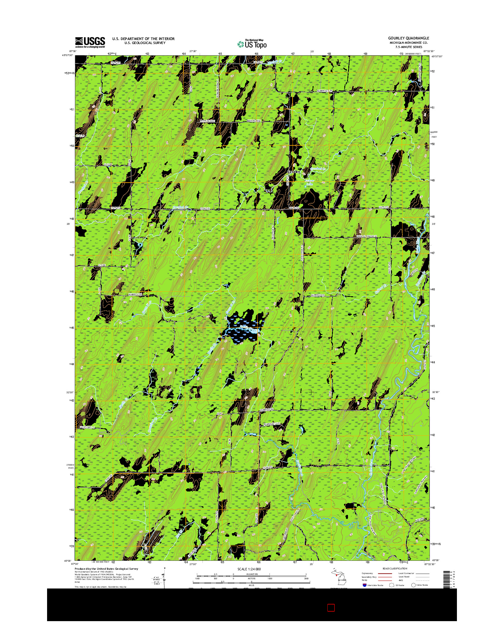 USGS US TOPO 7.5-MINUTE MAP FOR GOURLEY, MI 2017